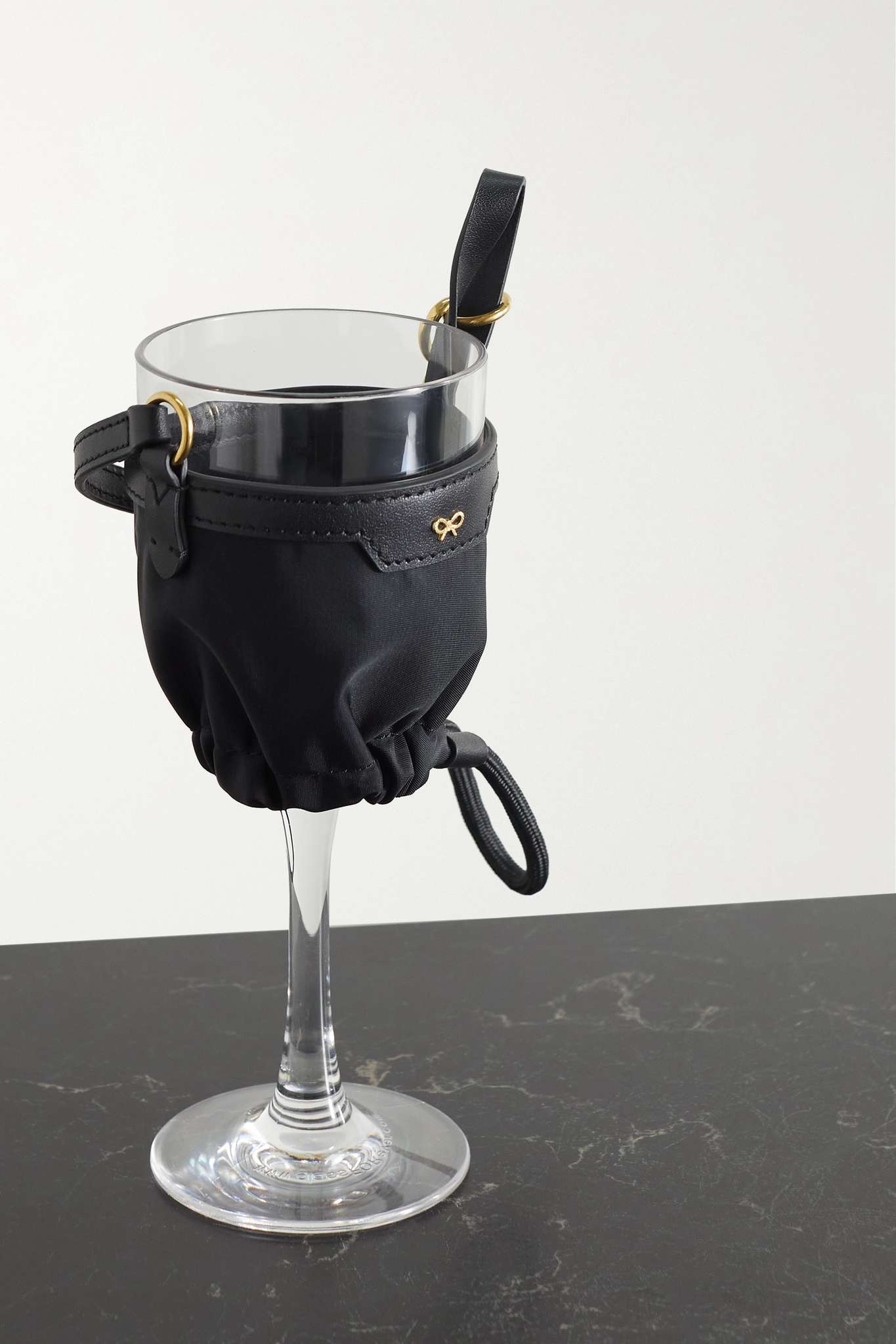 + NET SUSTAIN leather-trimmed recycled nylon wine glass holder and cup - 3