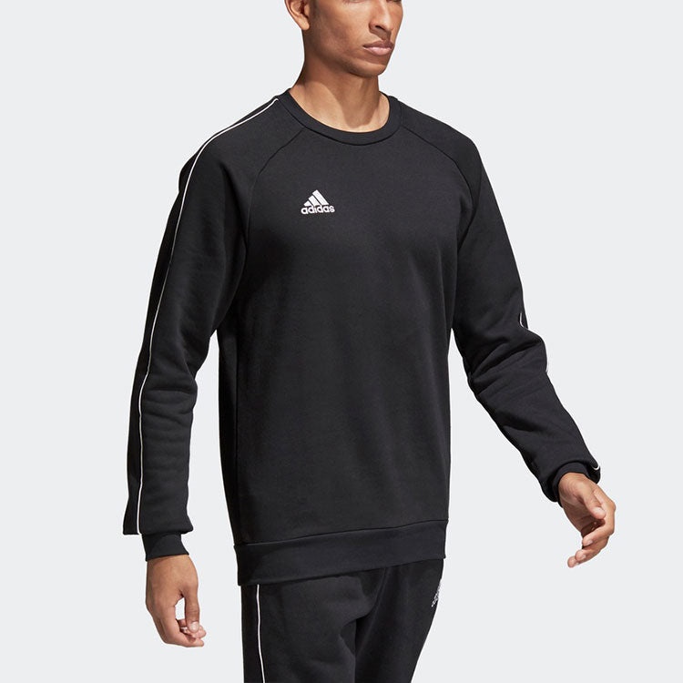 Men's adidas Solid Color Logo Printing Round Neck Pullover Long Sleeves Black CE9064 - 4