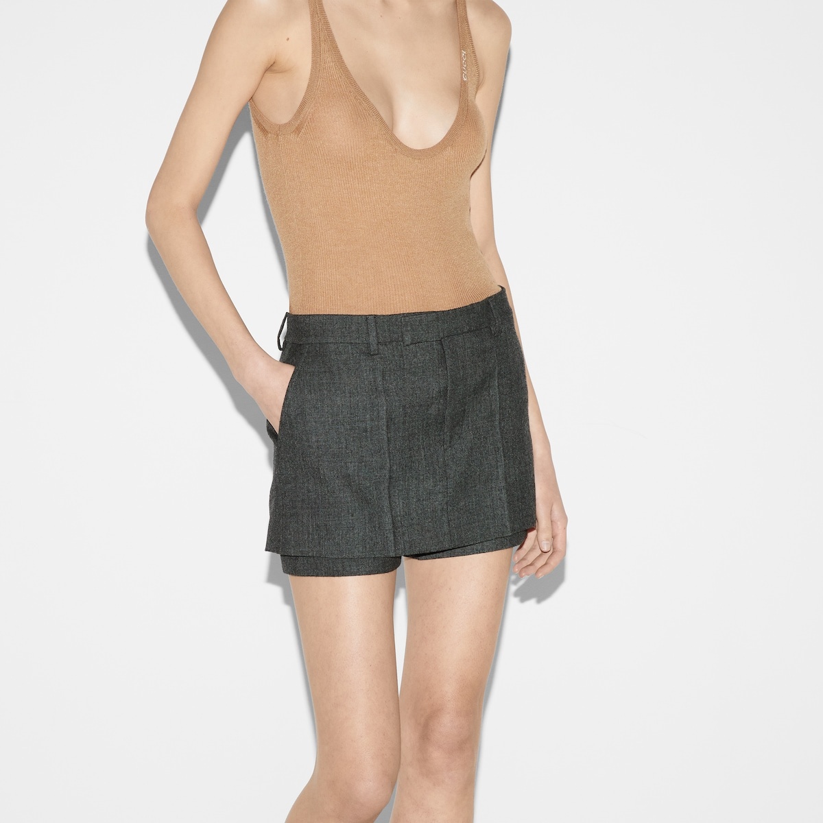 Wool grisaille mini skort - 3