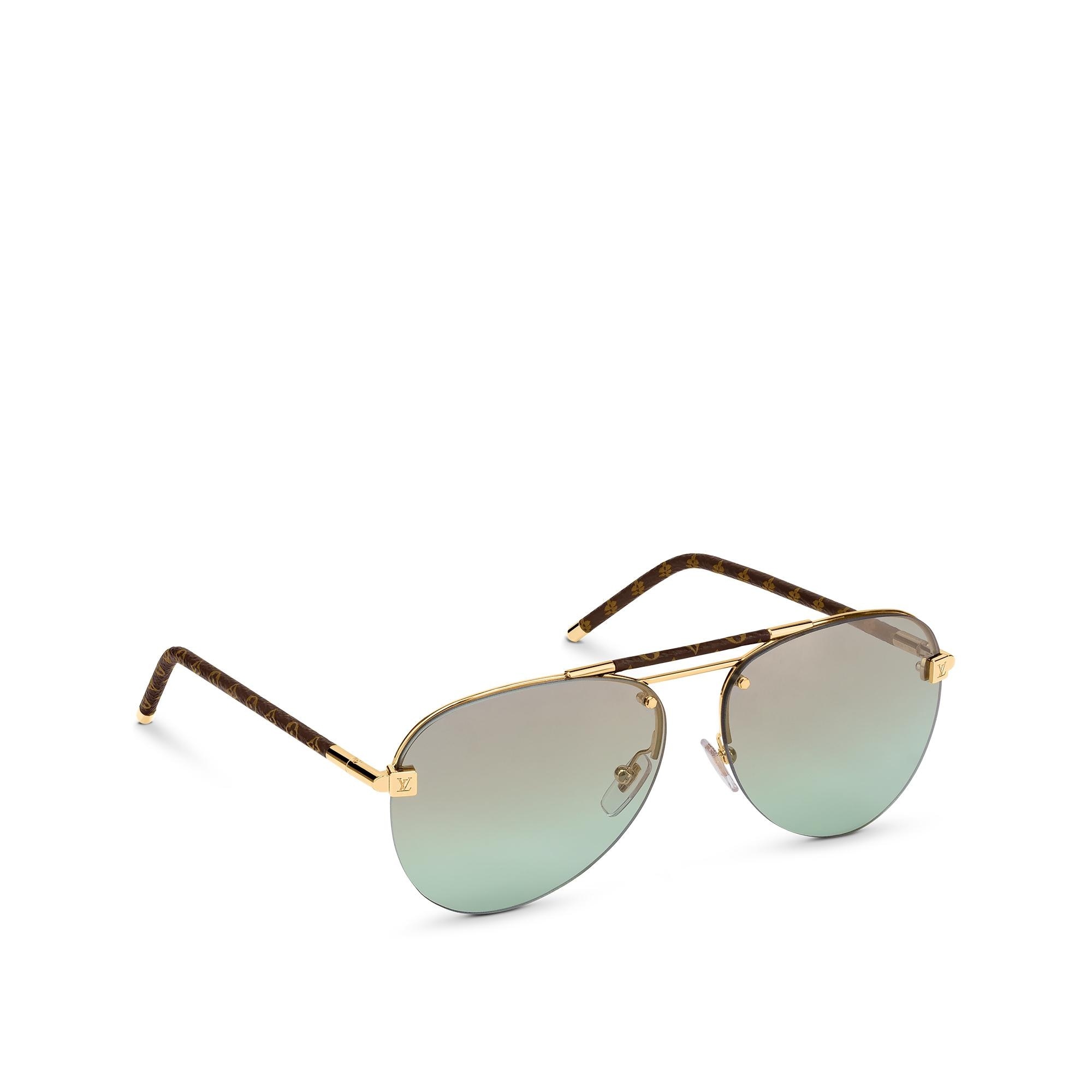 Louis Vuitton LV Rise Metal Pilot Sunglasses Gold Metal. Size U