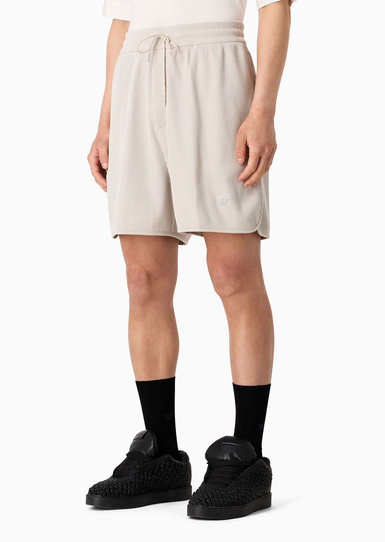 Comfort-fit drawstring Bermuda shorts in canneté jersey - 2