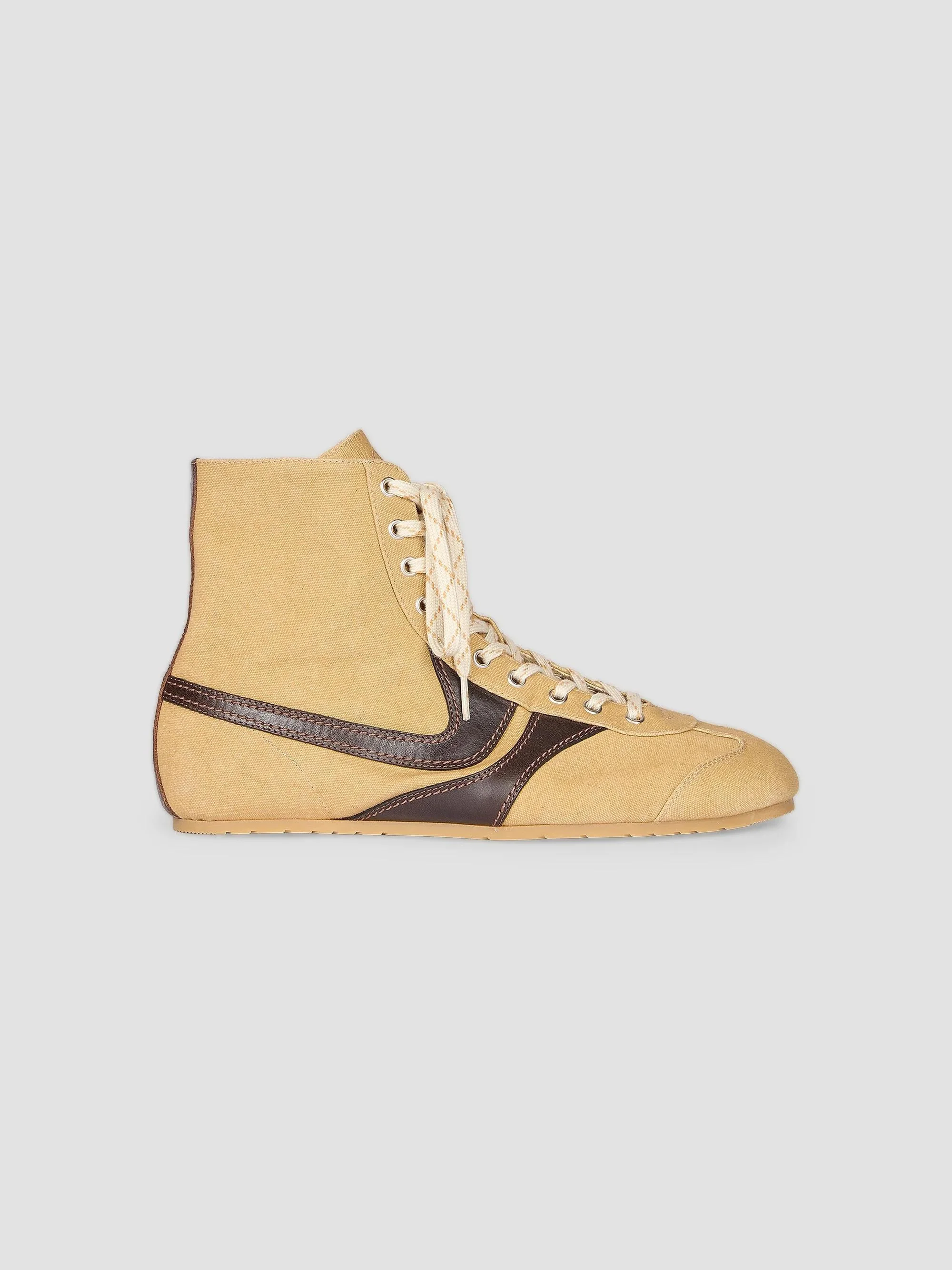 Men's Contrast Leather-Striped High-Top Sneakers - Ocra - 1