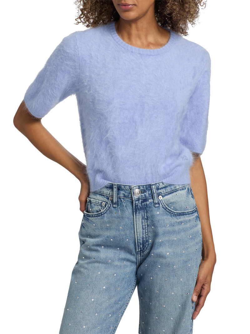 Women's Jada Brushed Cashmere Crop Sweater - Light Blue 3