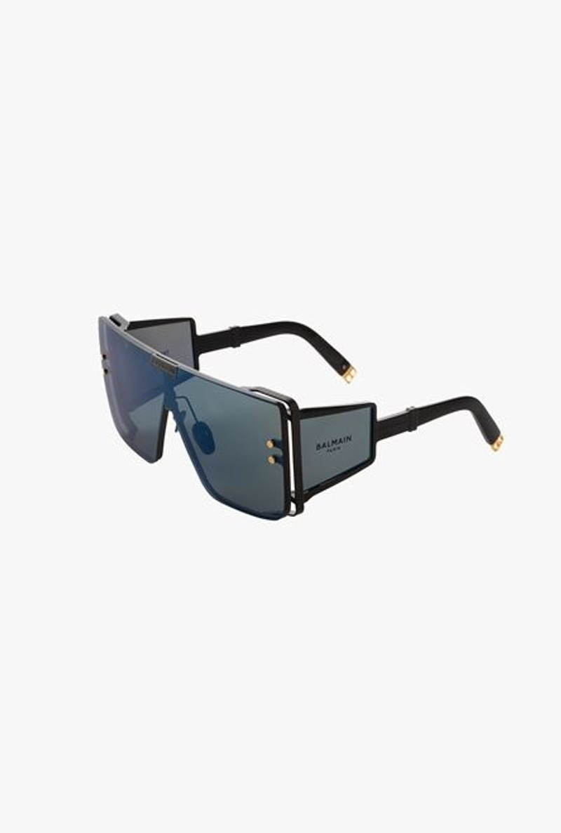 Balmain Matte black titanium shield-shaped Wonder Boy sunglasses outlook