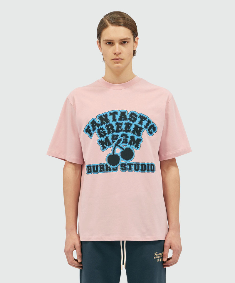 MSGM Organic cotton "Fantastic Green Burro Studio" pink T-shirt outlook