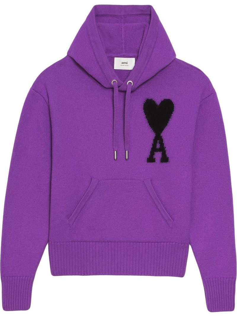 logo-intarsia knit hoodie 1