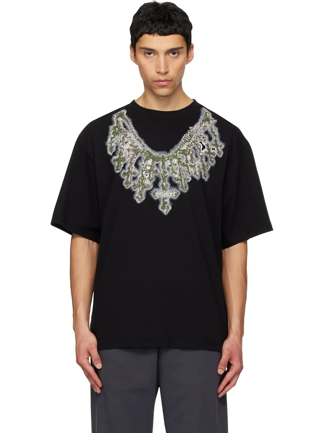 Black Cross Necklace T-shirt - 1