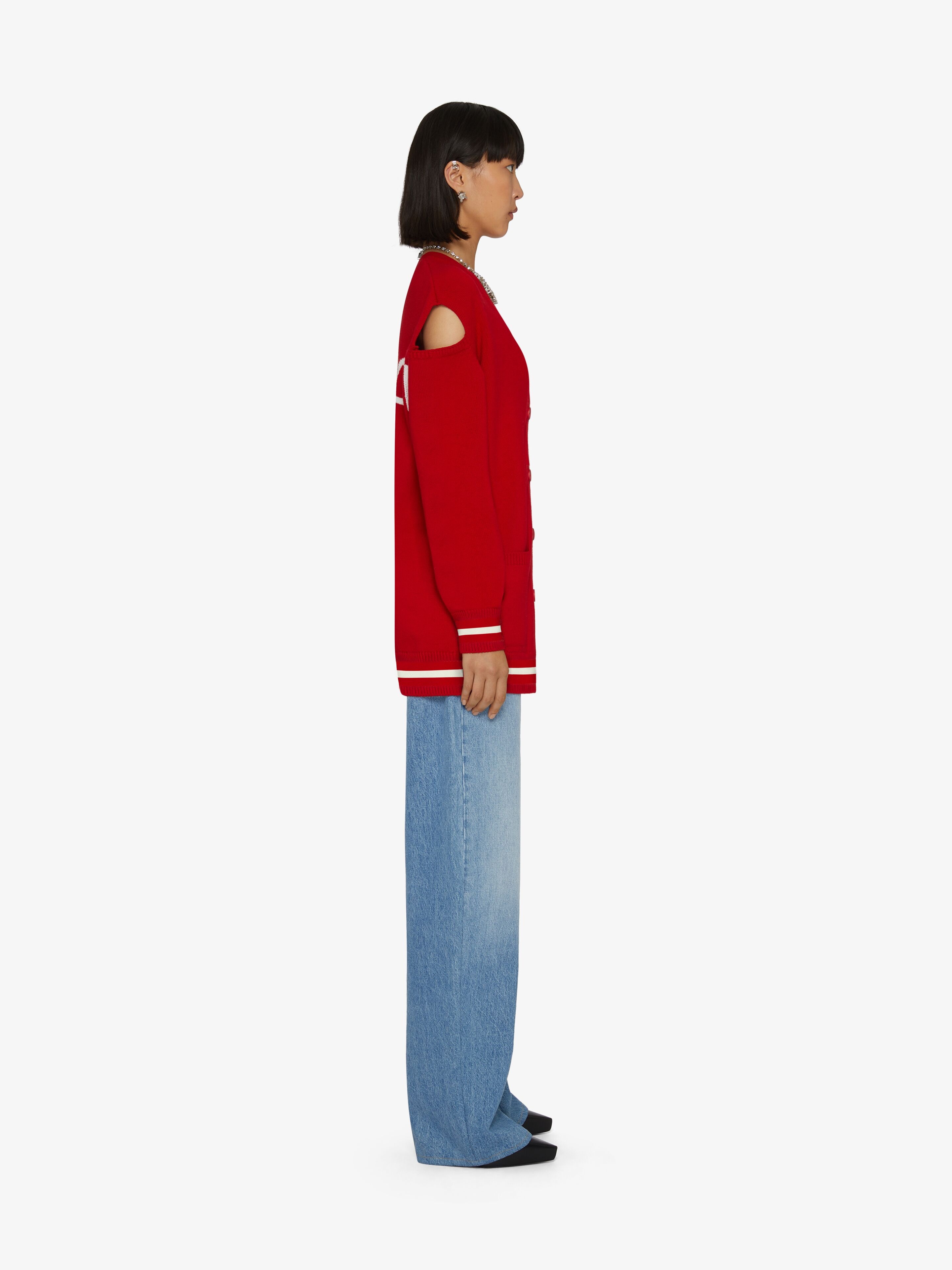 CUT OUT SHOULDERS CARDIGAN IN WOOL AND CASHMERE - 3