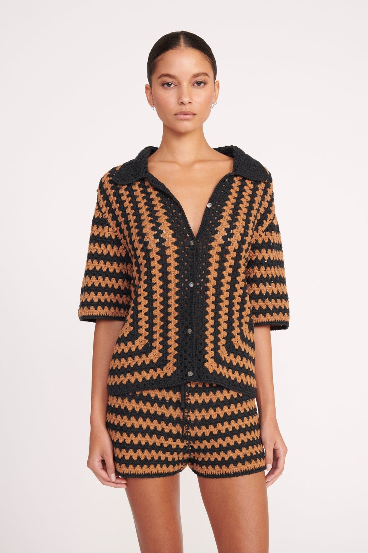 STAUD MABEL TOP BLACK TAN SEASHORE STRIPE - 2