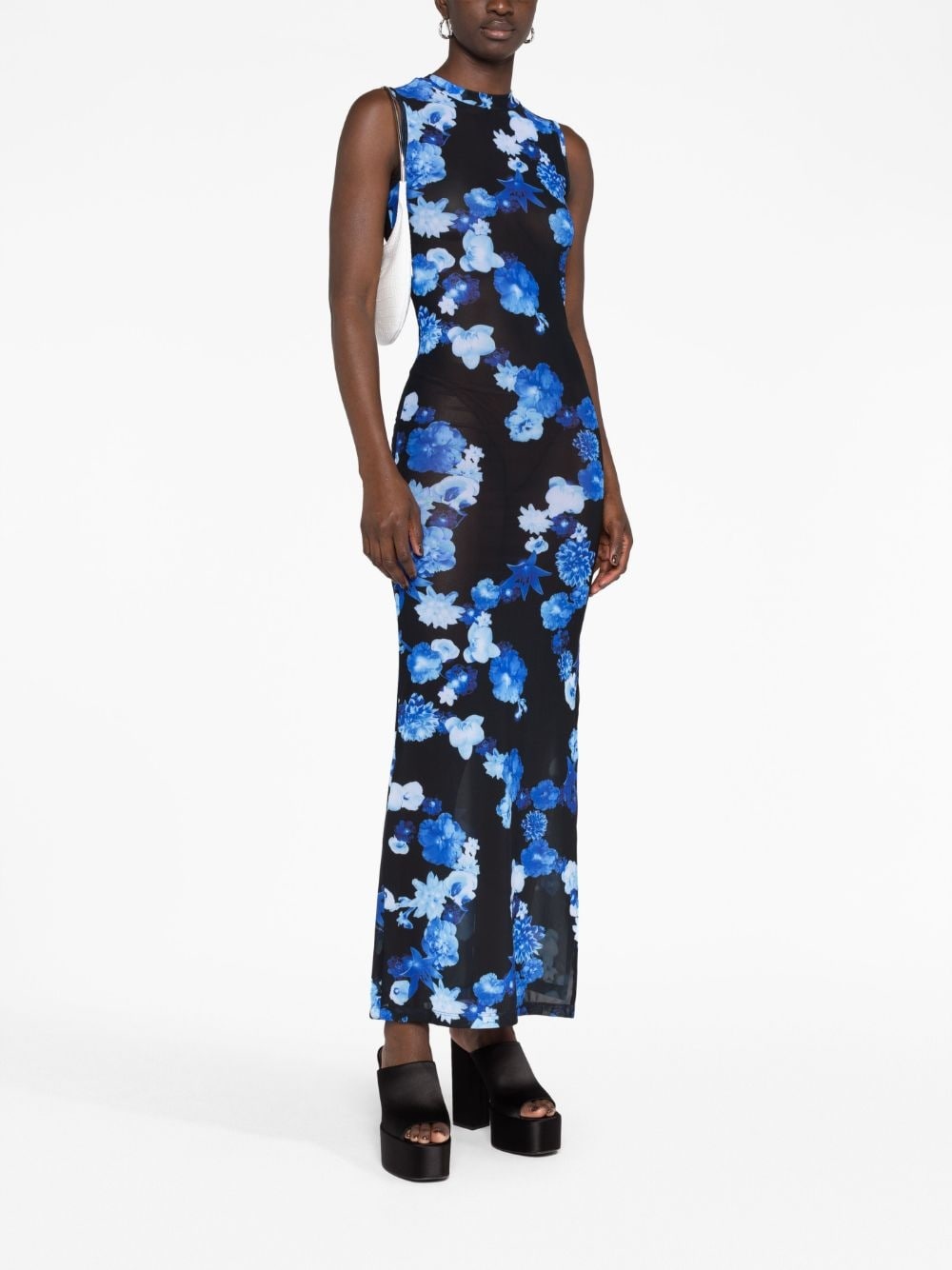 floral-print mesh maxi dress - 2