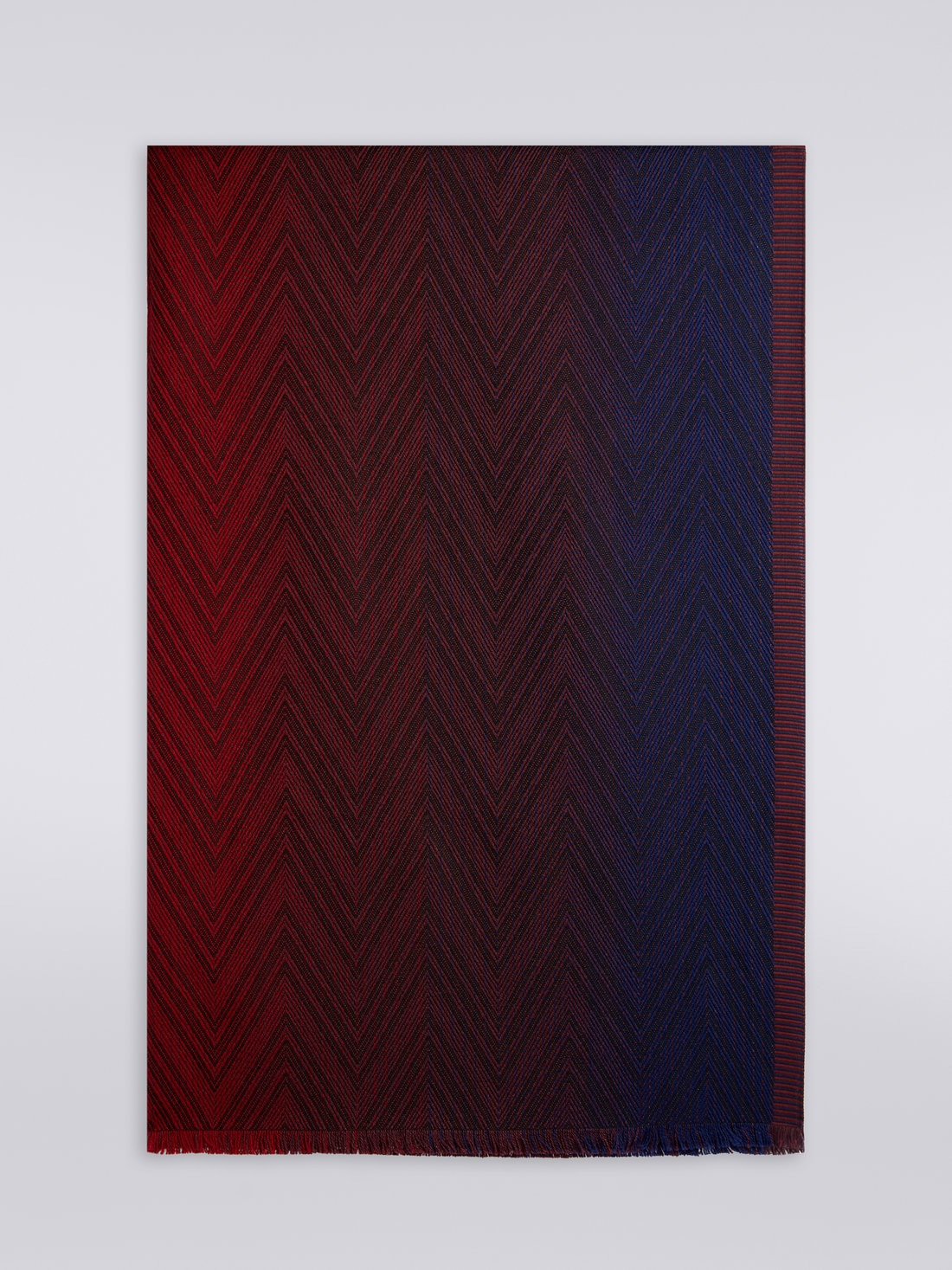 Viscose and wool chevron knit stole with frayed edges - 1