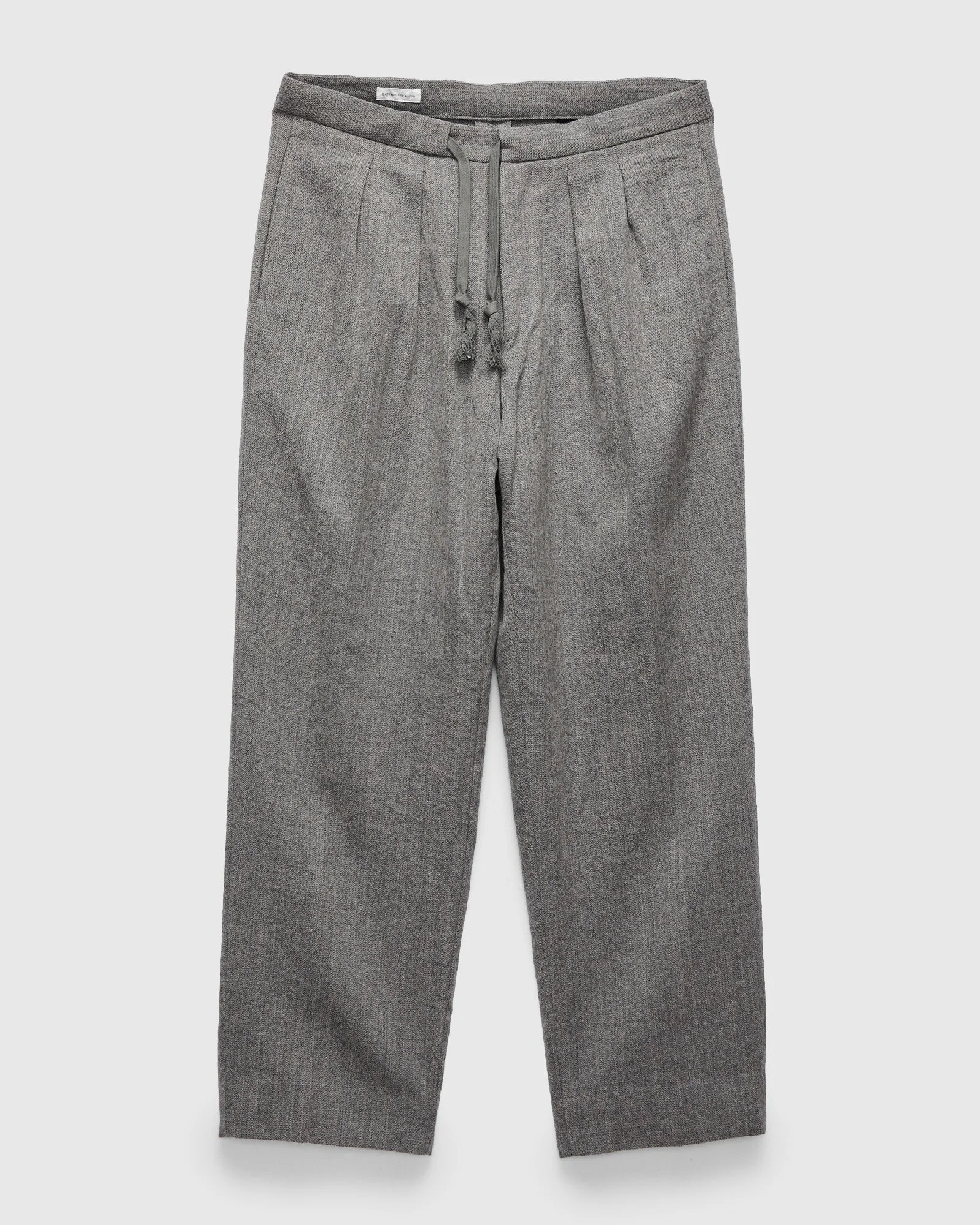Wool Herringbone Easy Trousers in Top Grey - 1