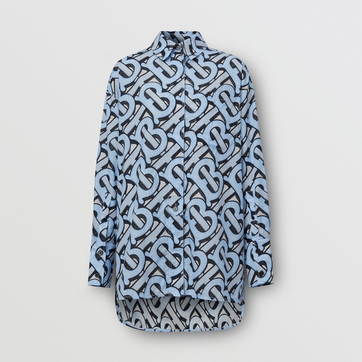 Monogram Print Cotton Poplin Oversized Shirt - 2