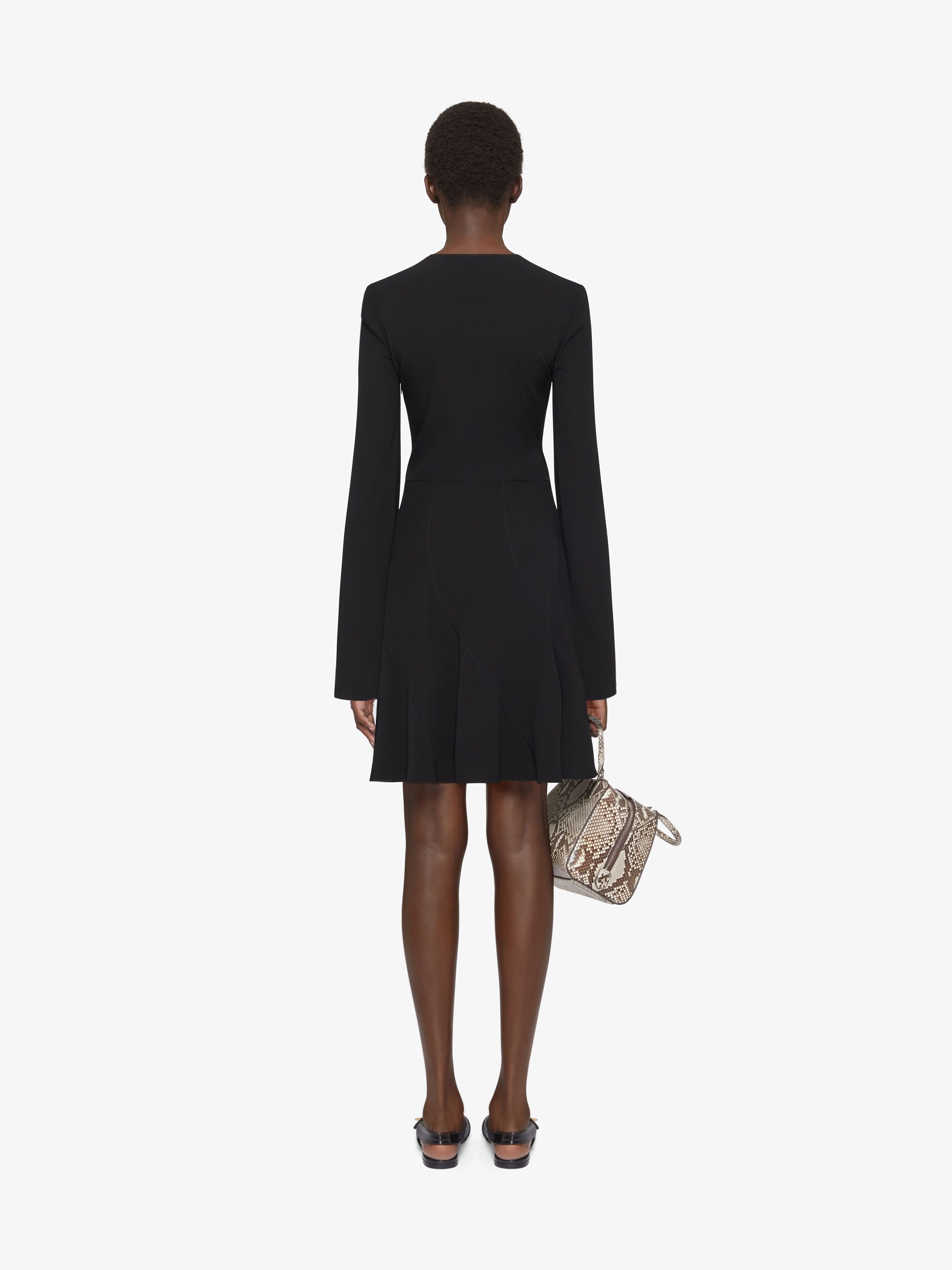 DRESS IN CREPE AND SATIN WITH 4G DETAIL - 4