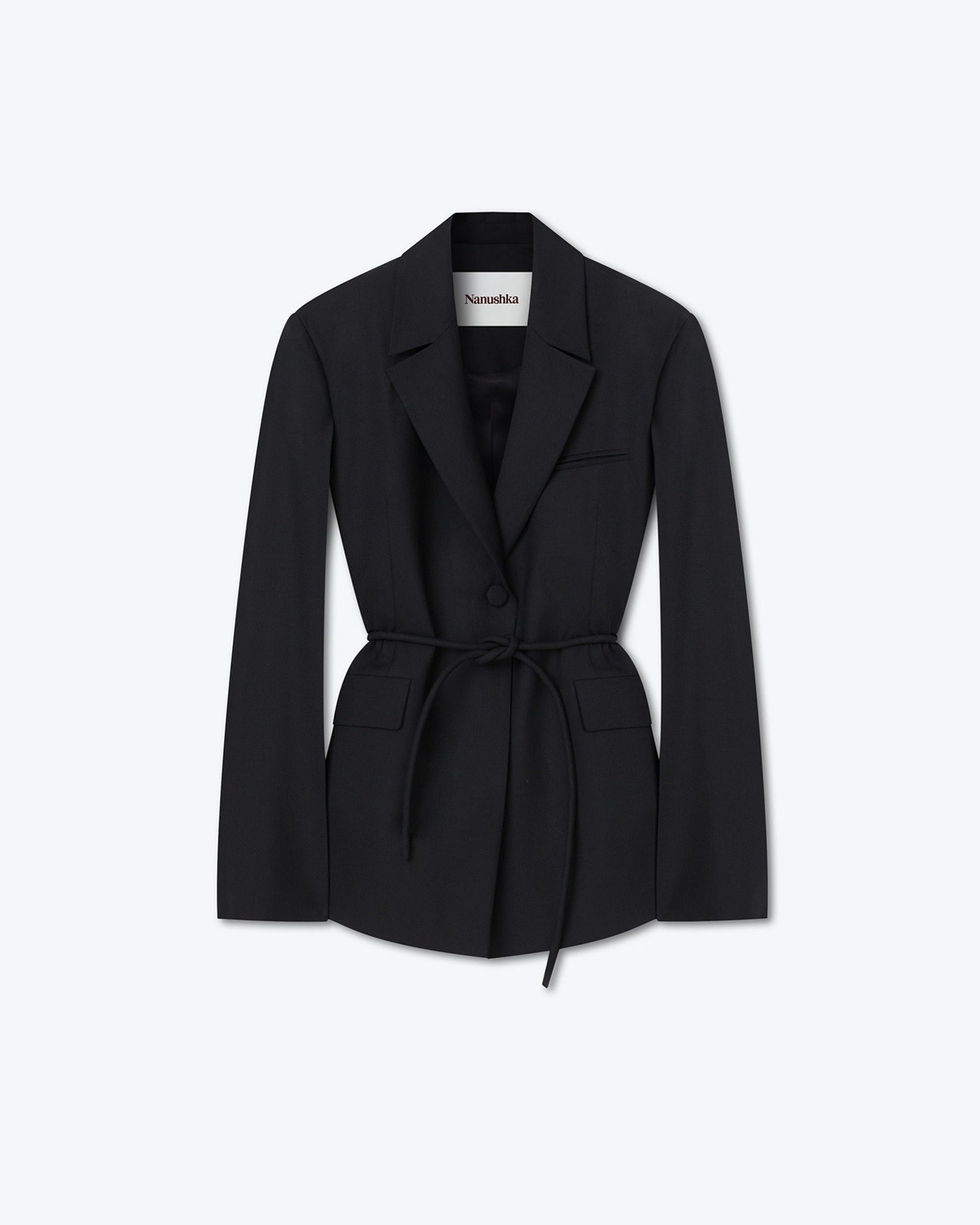 MARIKO - Summer suiting tie-waist blazer - Black - 1