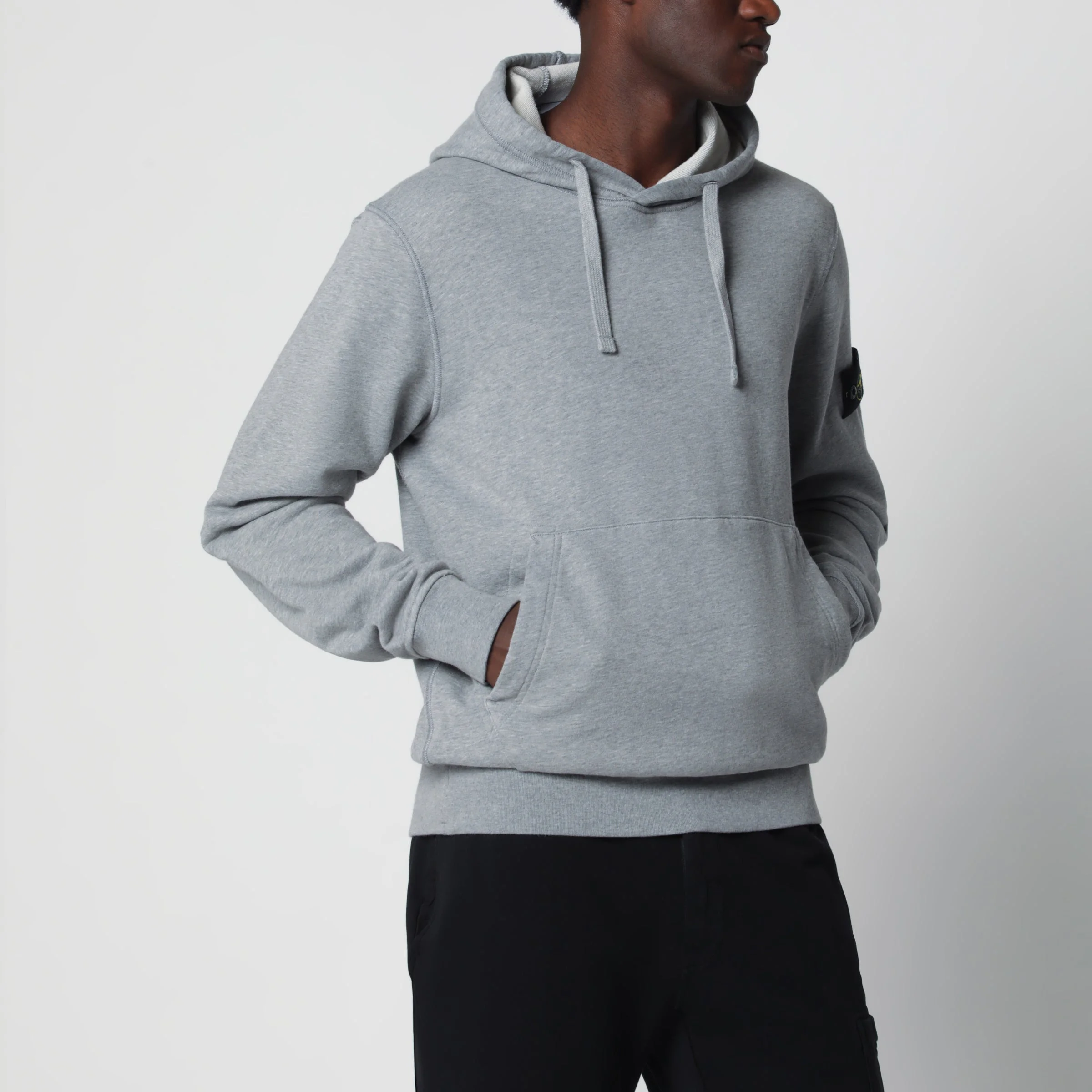 Grey mélange cotton hoodie - 1