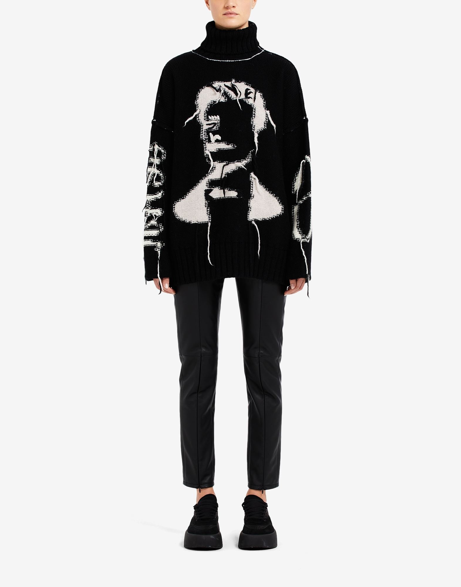 Reversed intarsia polo-neck sweater - 2