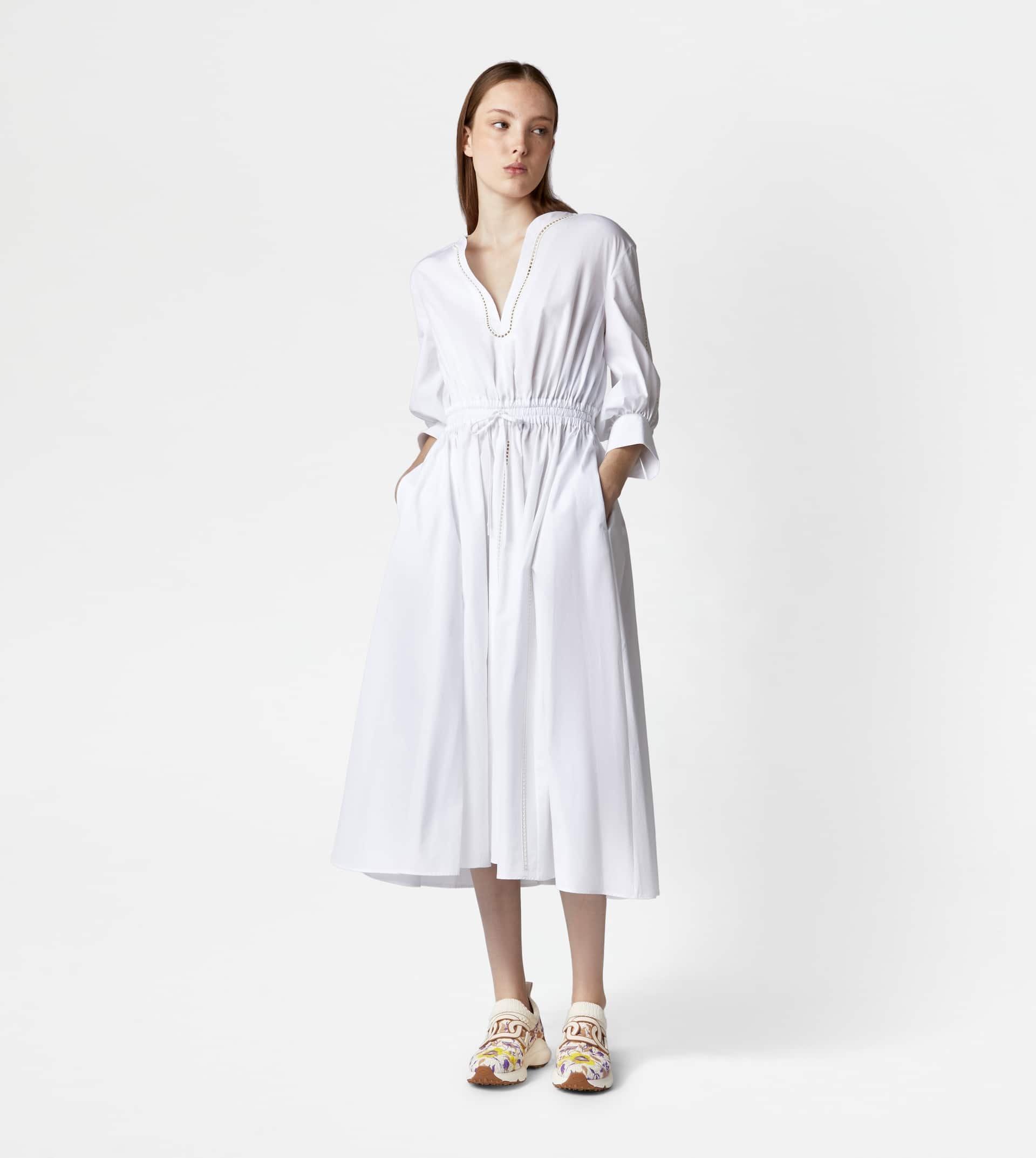 DRESS IN POPLIN - WHITE - 2