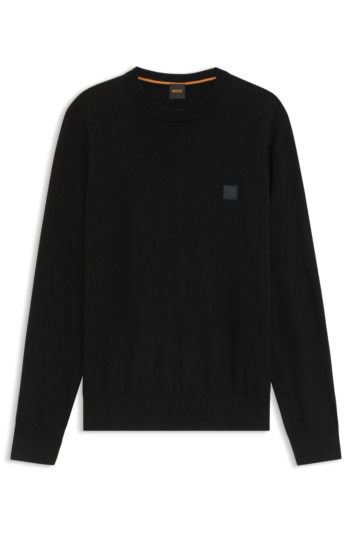 COTTON-CASHMERE REGULAR-FIT SWEATER WITH LOGO PATCH - 1
