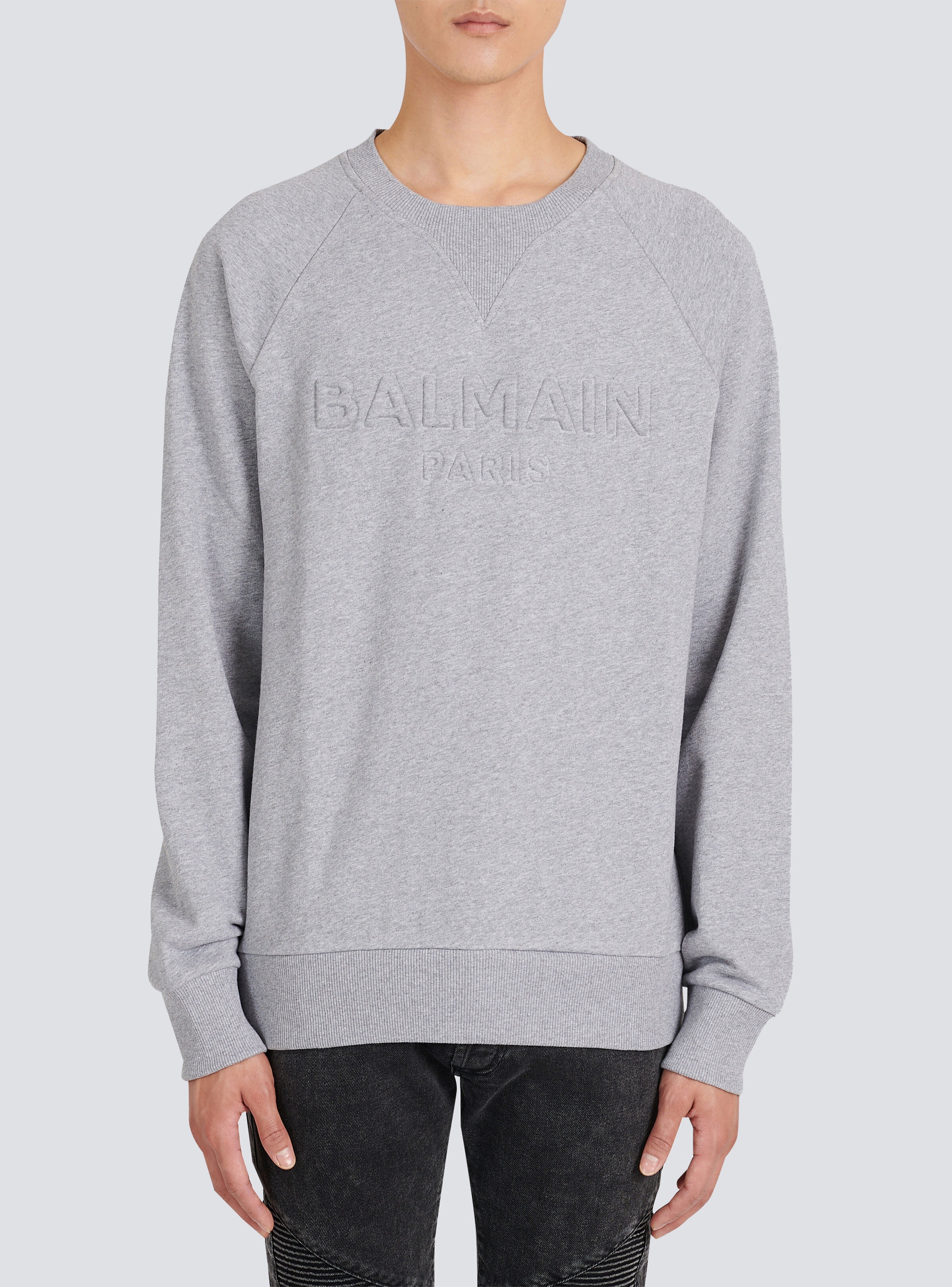 Cotton sweatshirt with embossed Balmain logo - 7