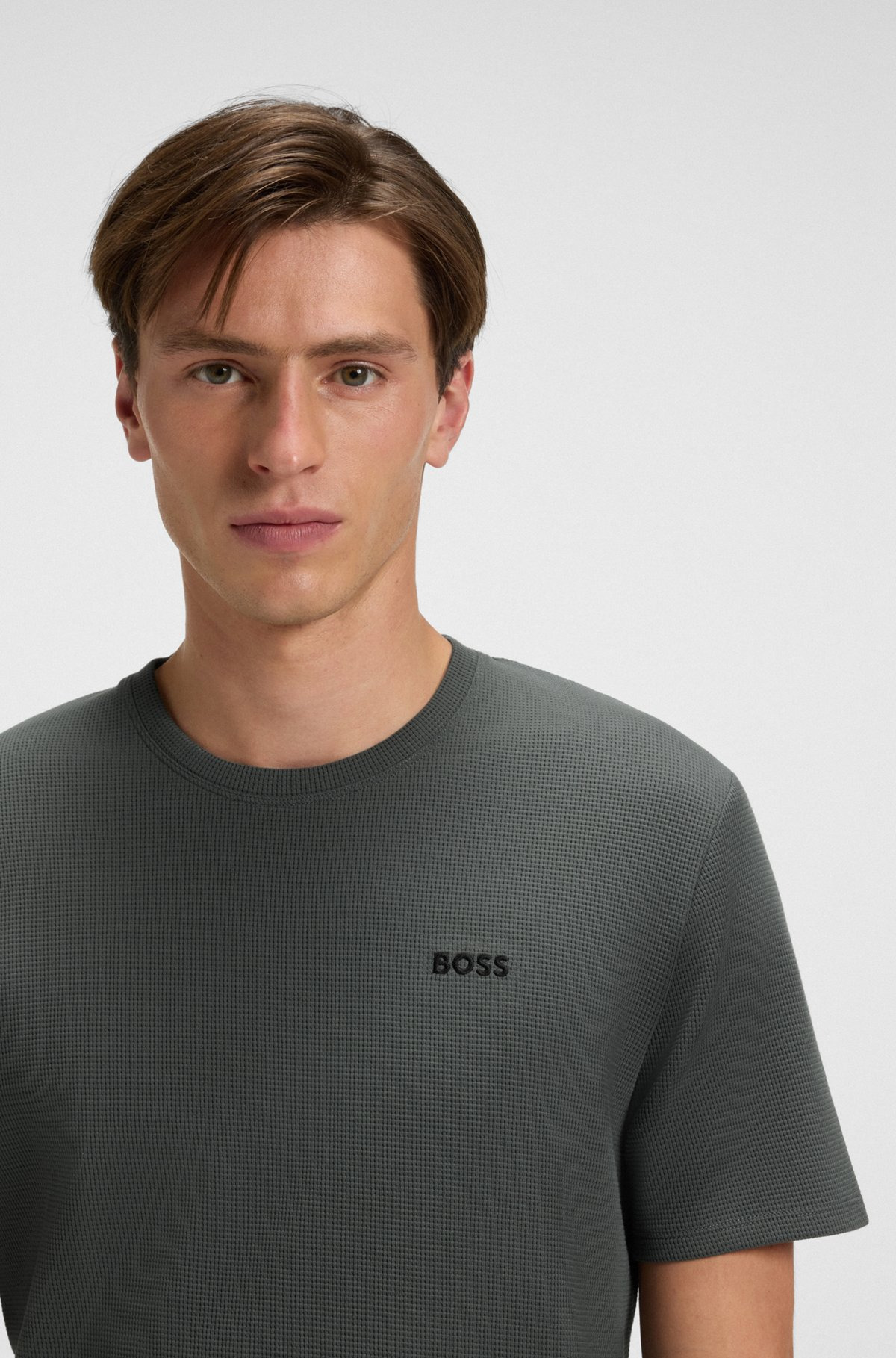 COTTON-BLEND PYJAMA T-SHIRT WITH EMBROIDERED LOGO - 5