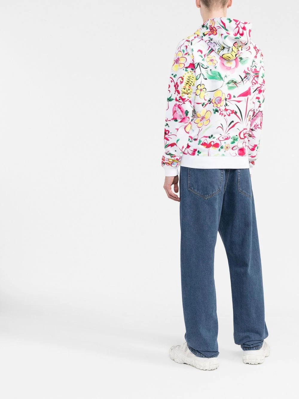 floral-print logo-patch hoodie - 4