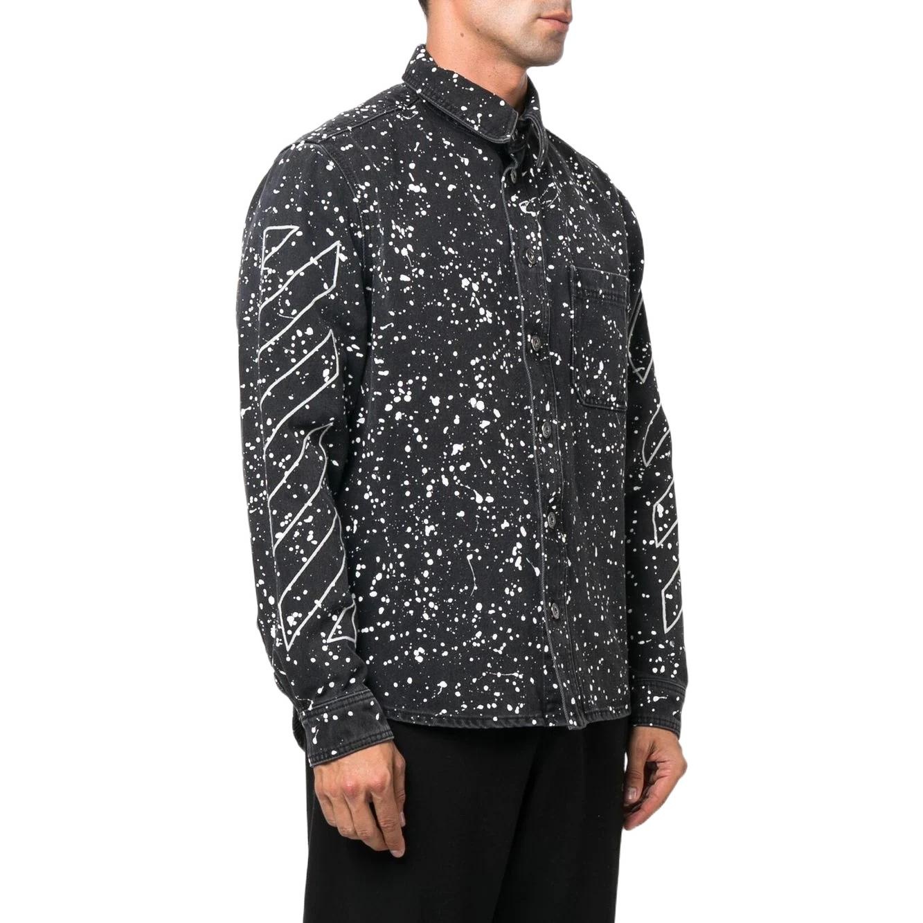 Men's Off-White FW22 Twill Printing Single Breasted Long Sleeves Ordinary Version Black Shirt OMYD02 - 4