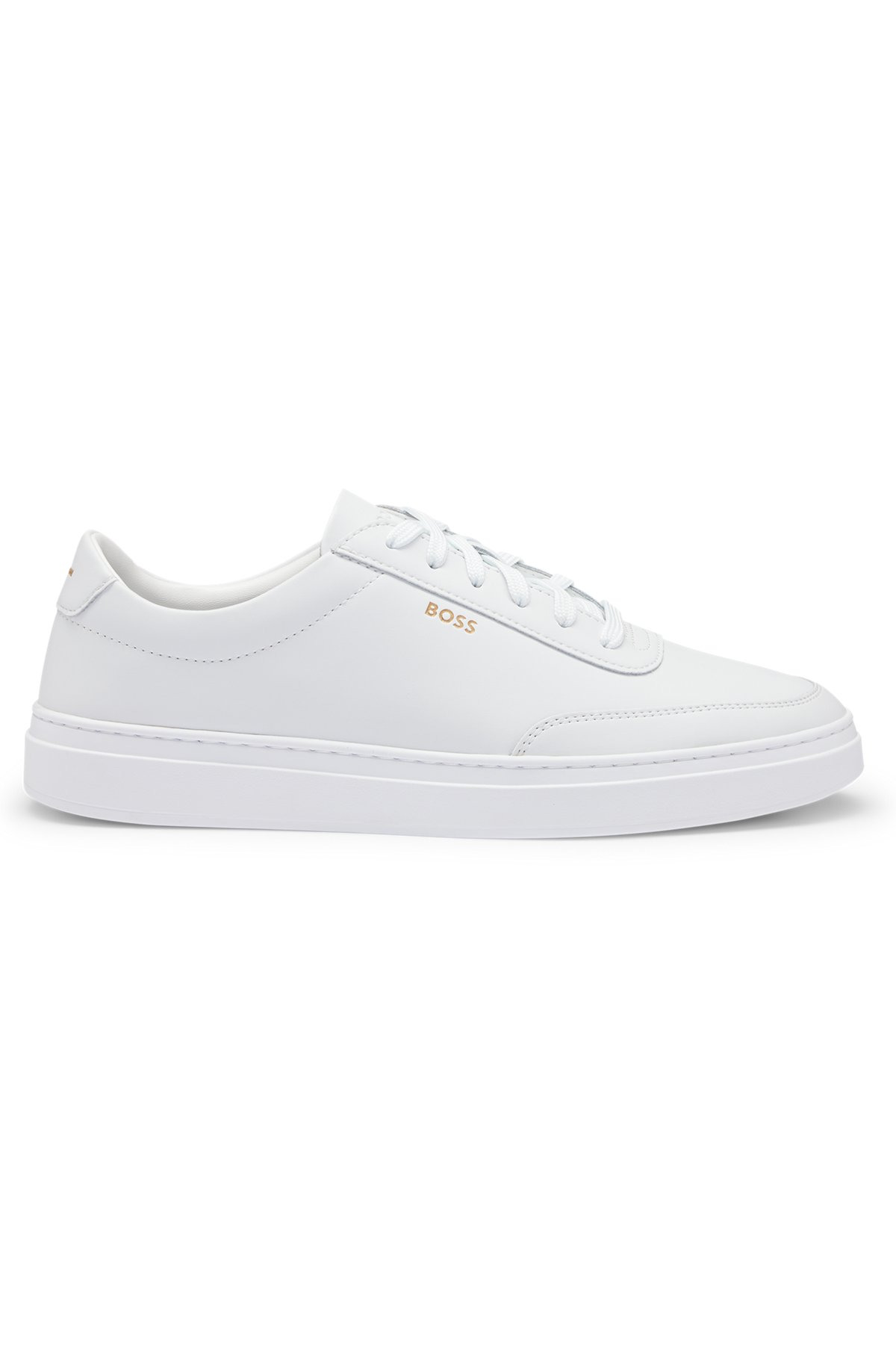 COATED-LEATHER TRAINERS WITH GOLD-TONE LOGO - 1