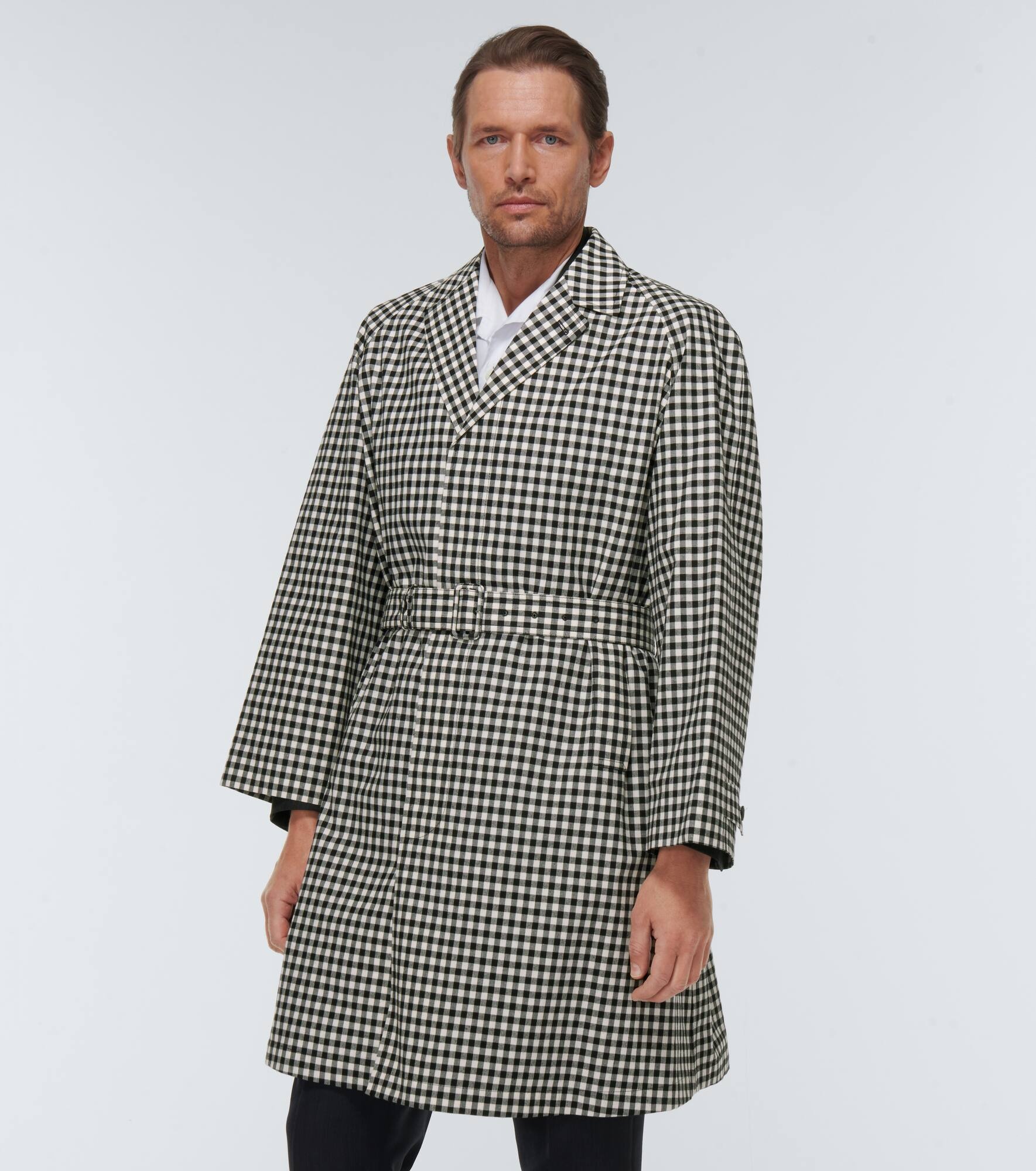 Checked cotton trench coat - 3