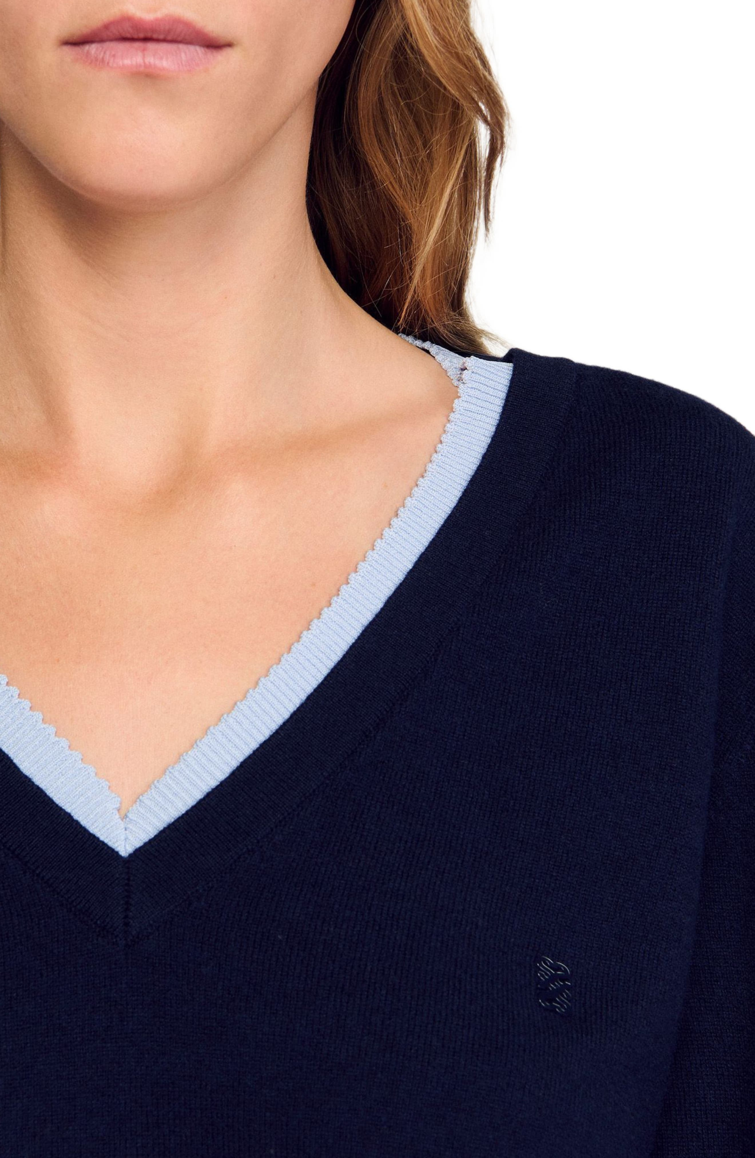 SANDRO Wool and cashmere sweater in Navy Blue at Nordstrom - 1