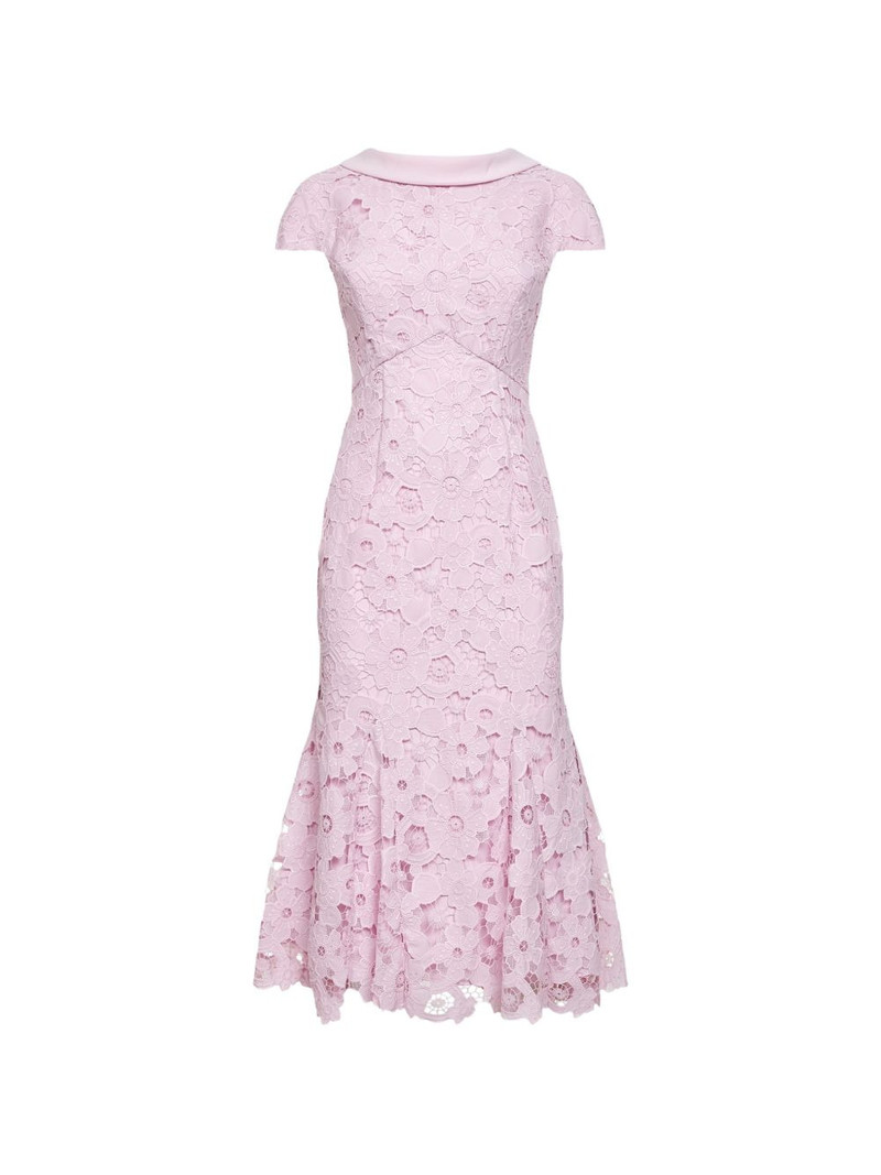 self-portrait scalloped flared midi dress outlook