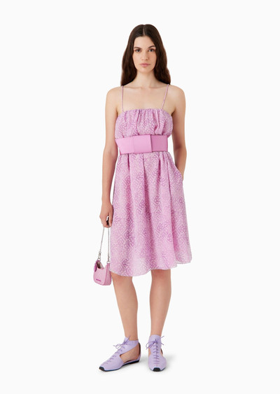 EMPORIO ARMANI Silk-crépon dress with stencil flower print and oversized satin belt outlook