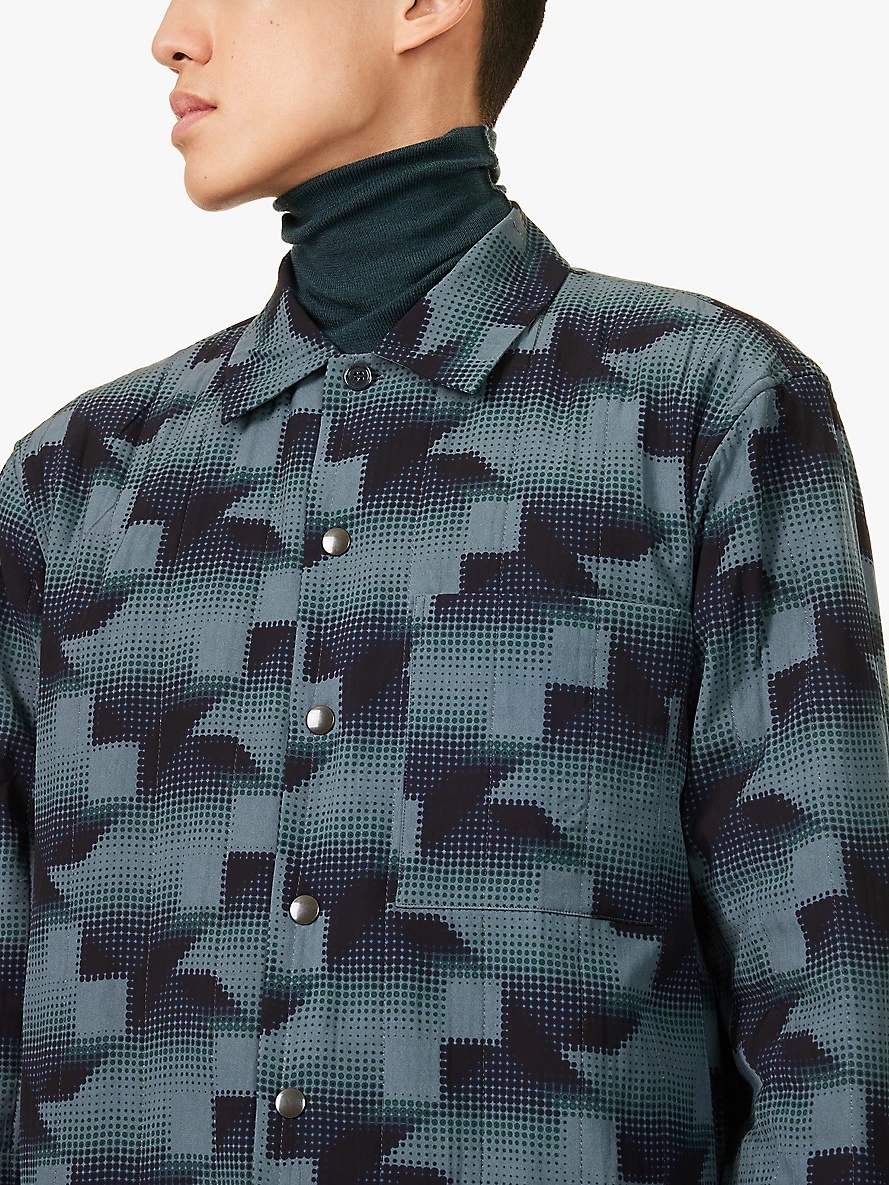 Lightly-padded abstract-pattern regular-fit woven shirt - 5