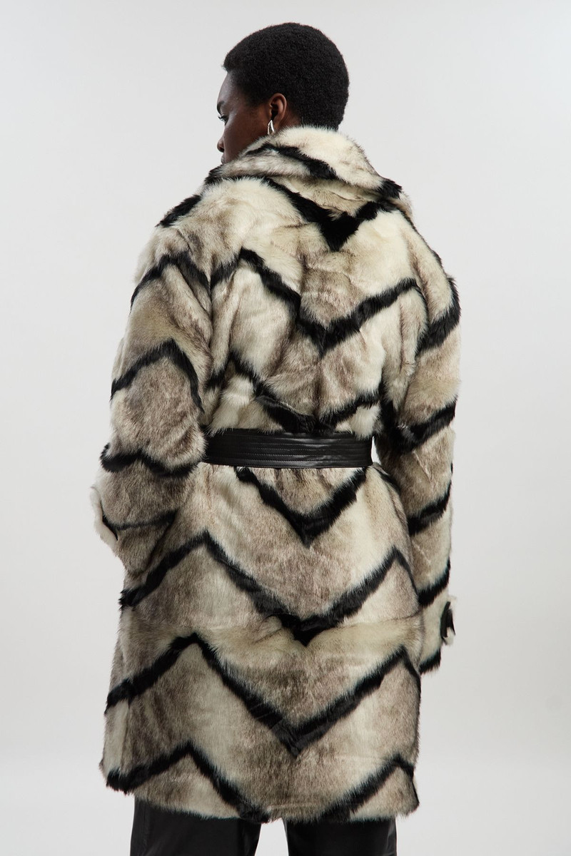 Mono Faux Fur Belted Longline Coat 5