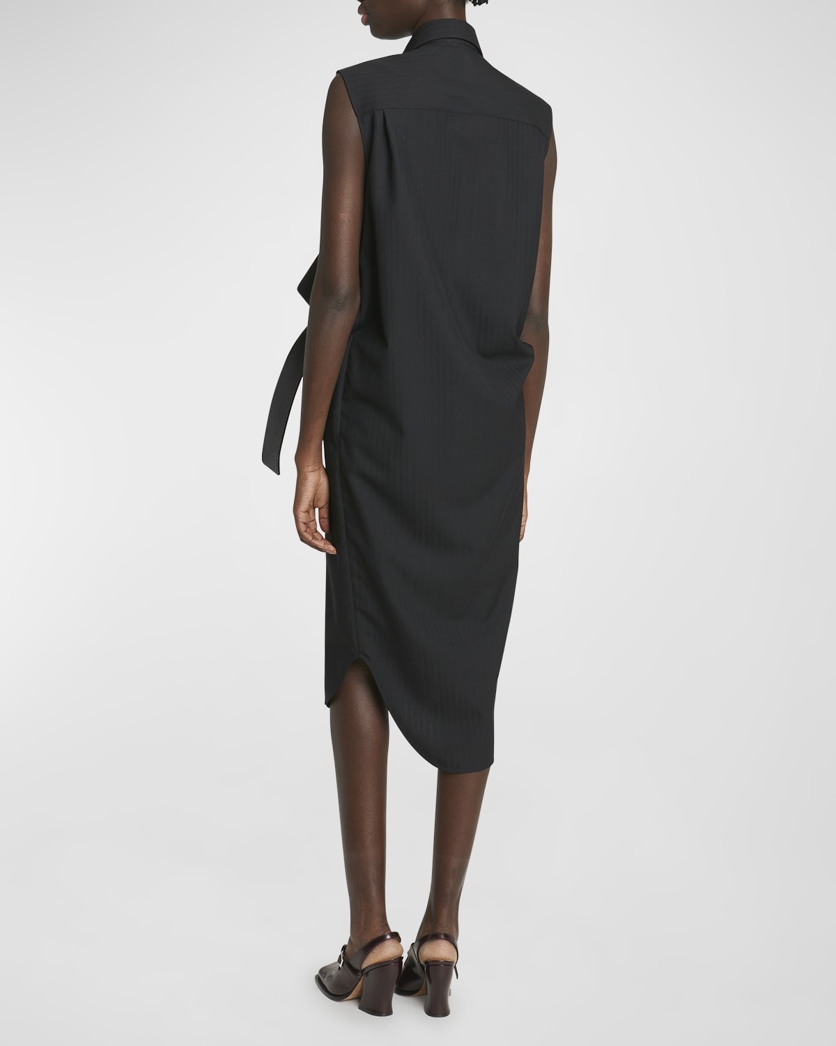 Belted Draped Midi Shirtdress - 4