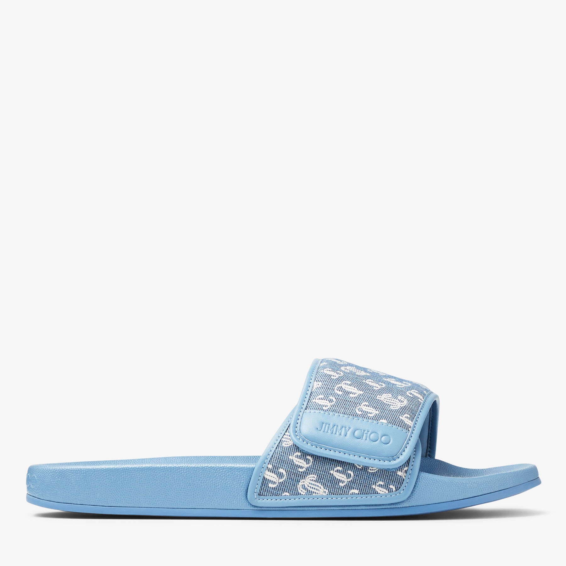Fitz/M
Smoky Blue Nappa Leather and JC Monogram Denim Slides - 1