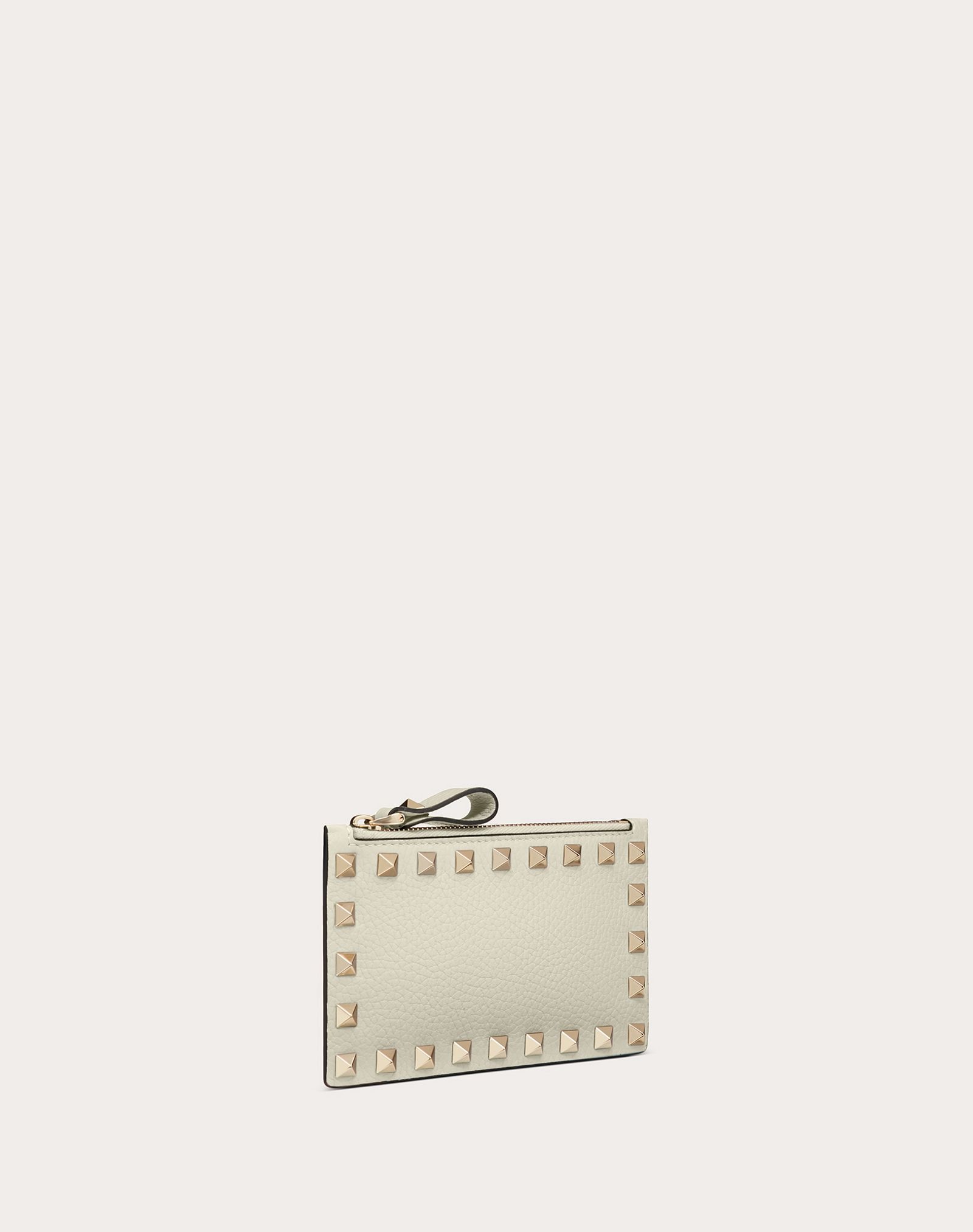 ROCKSTUD GRAINY CALFSKIN CARDHOLDER WITH ZIPPER 4