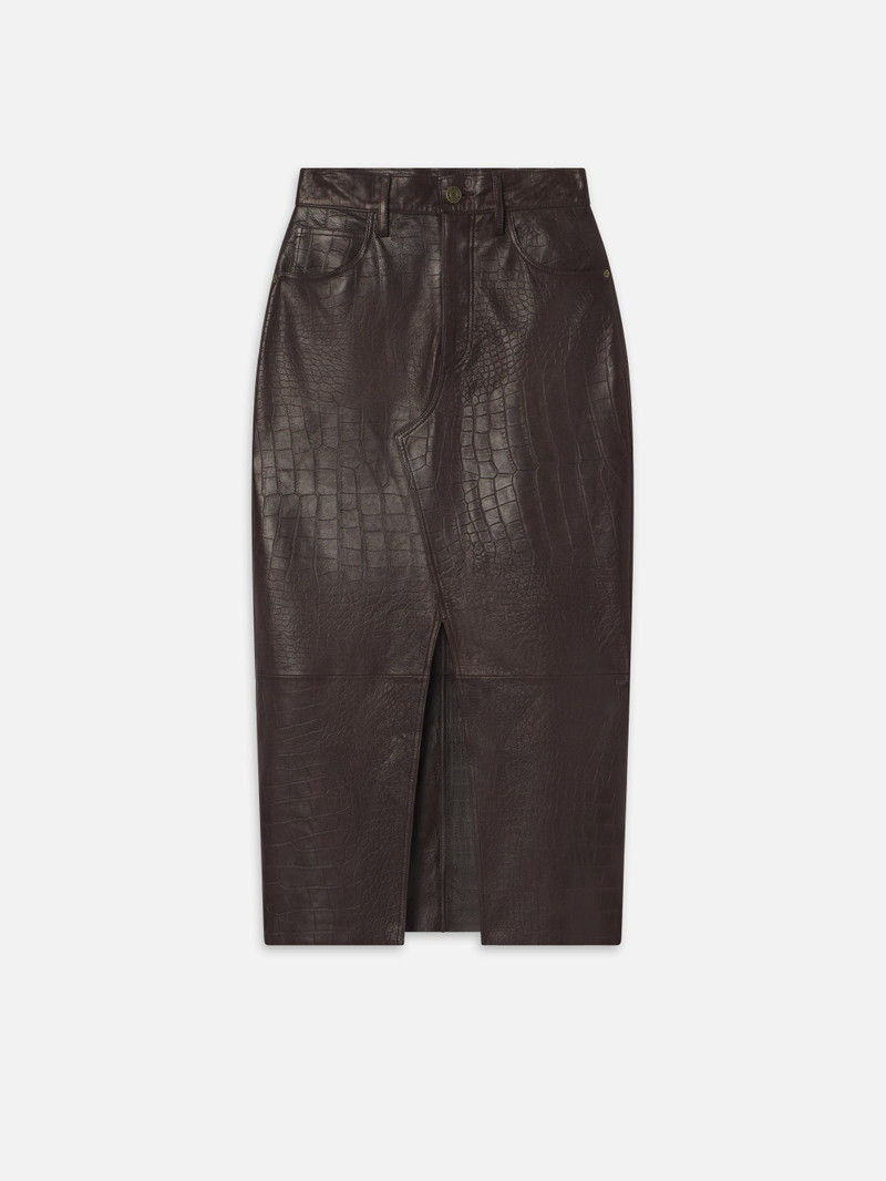 The Midaxi Leather Skirt in Espresso Croc 1