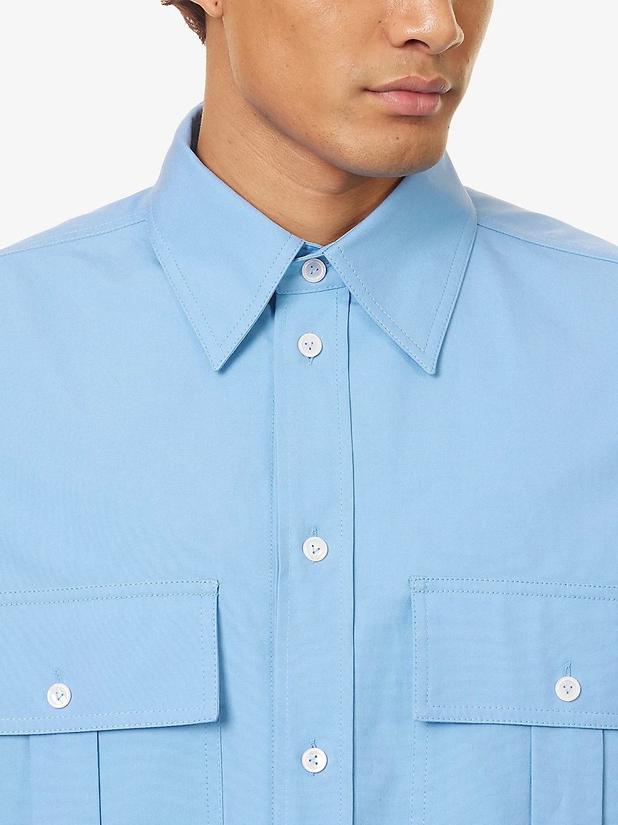 Layered flap-pocket cotton shirt - 5