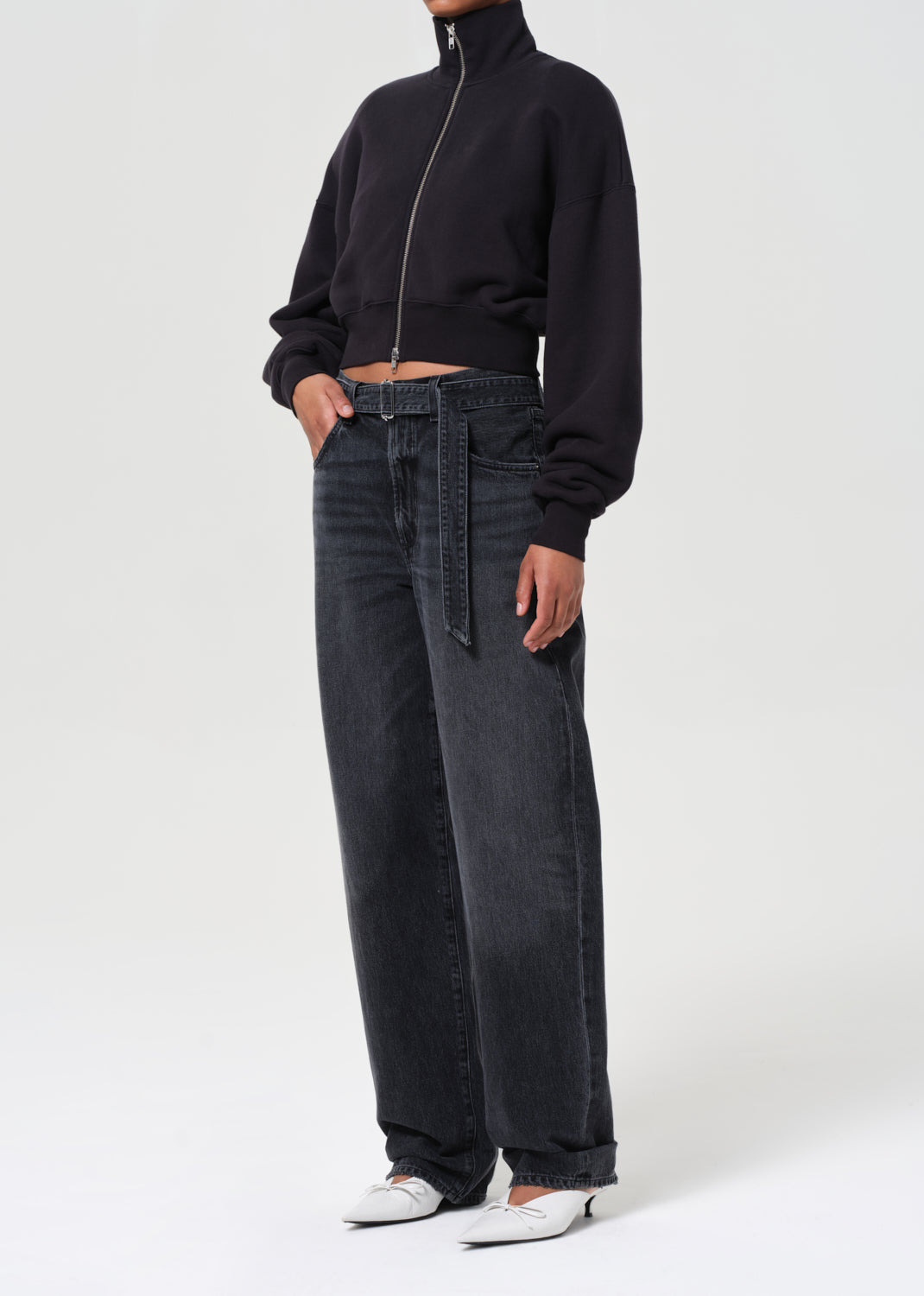 DARBY ZIP UP IN WASHED BLACK - 4