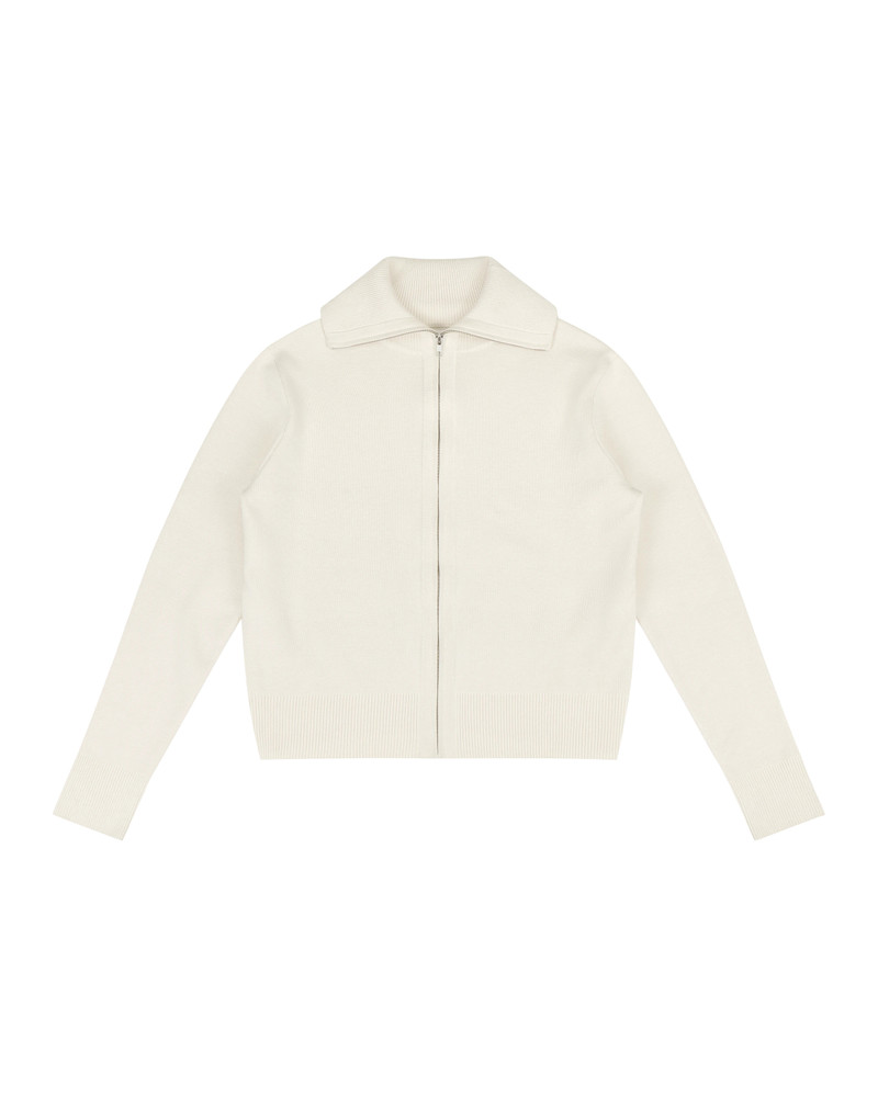 KNIT ZIP UP JACKET IVORY 4