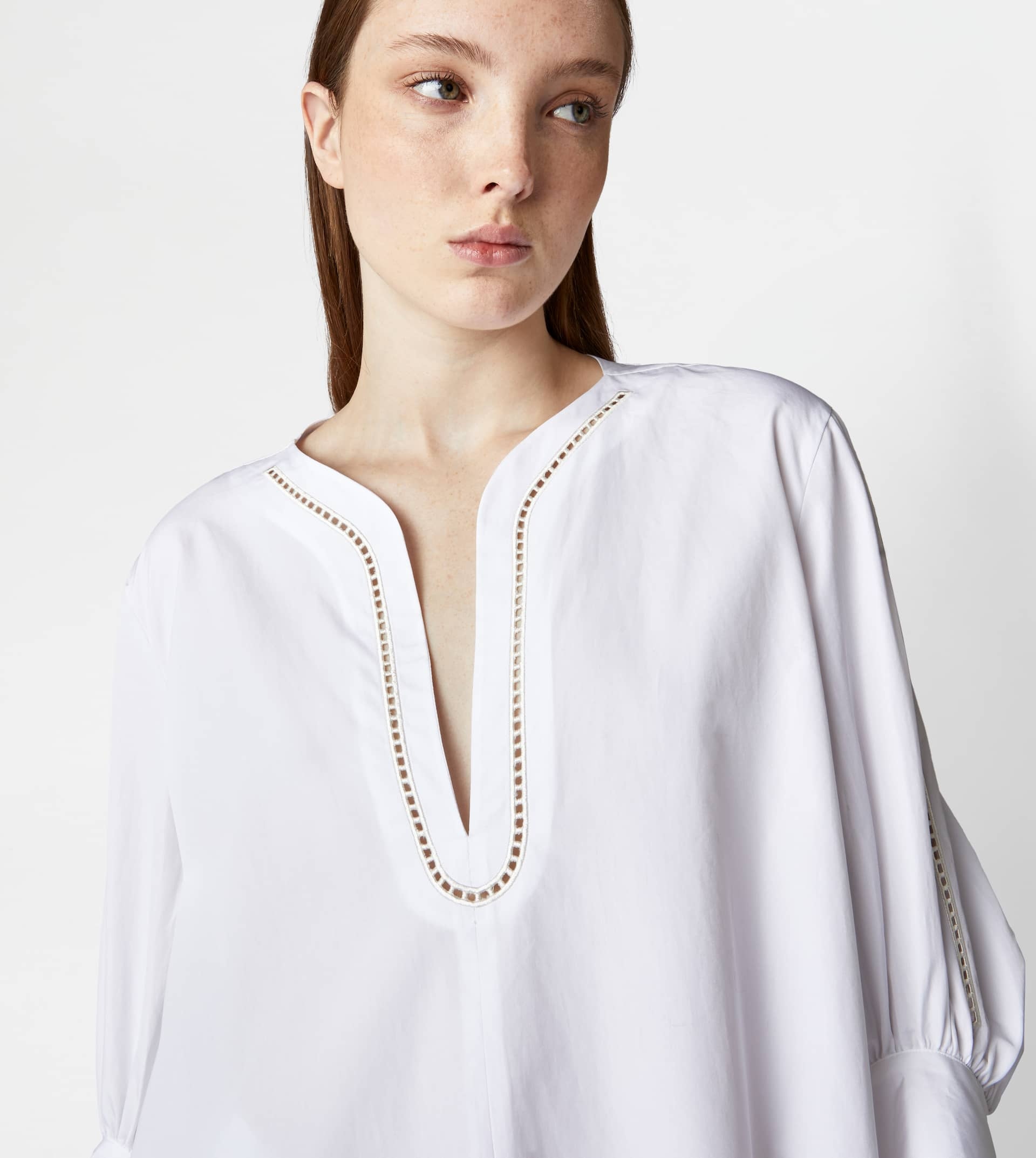 BLOUSE IN POPLIN - WHITE - 5