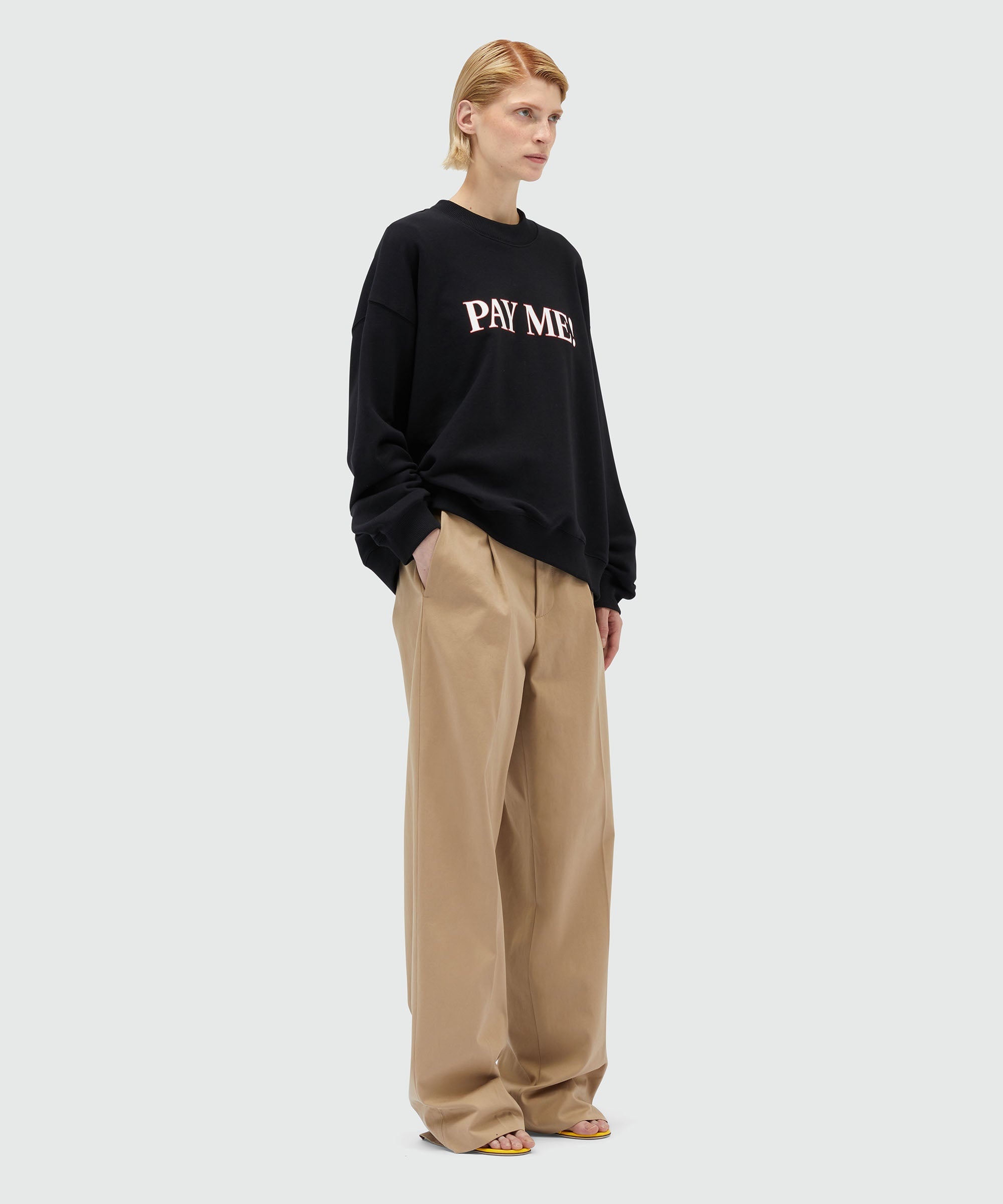 Black organic cotton sweatshirt with "PAY ME!" quotes - 8