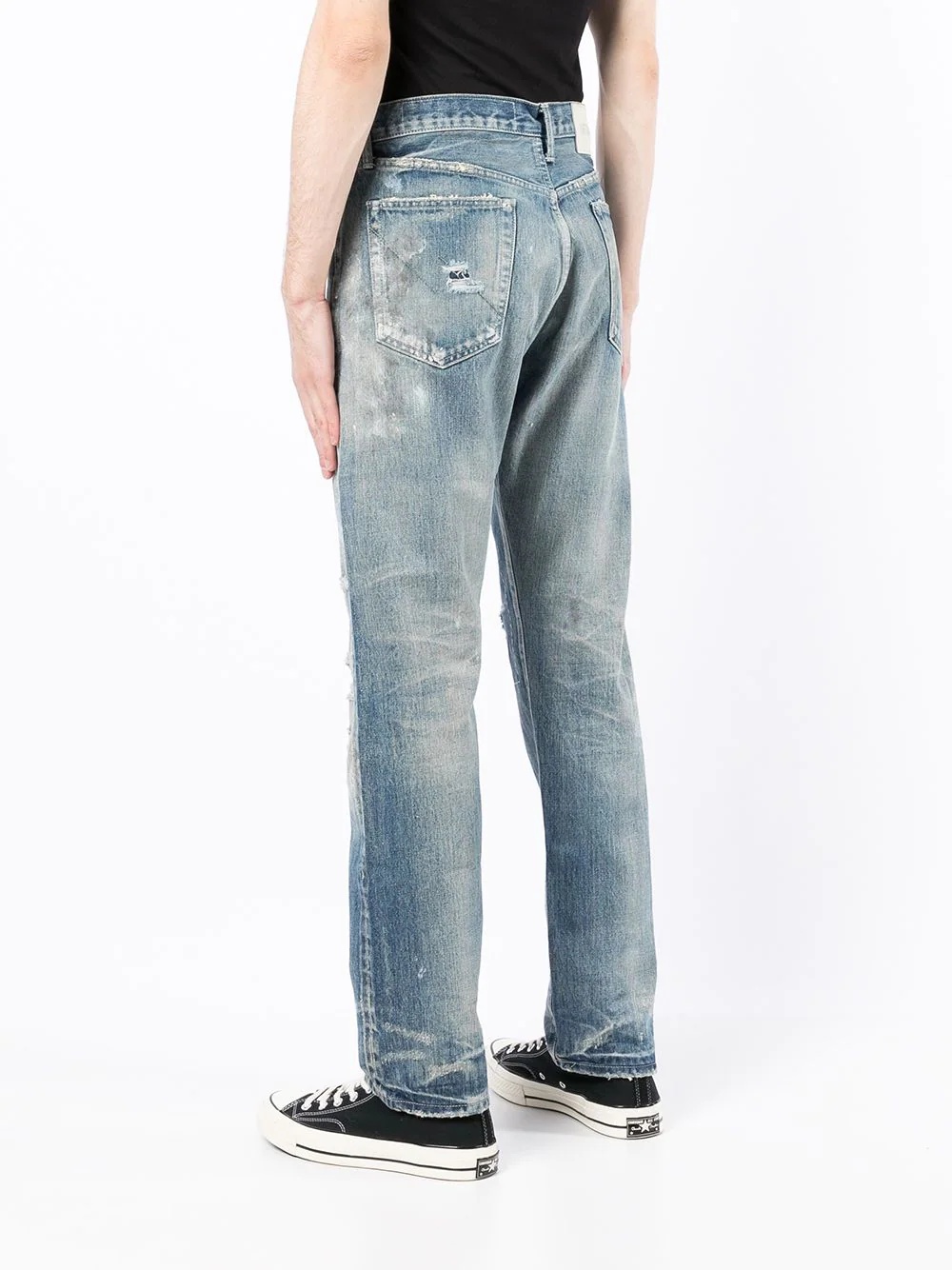 distressed slim-cut jeans - 4