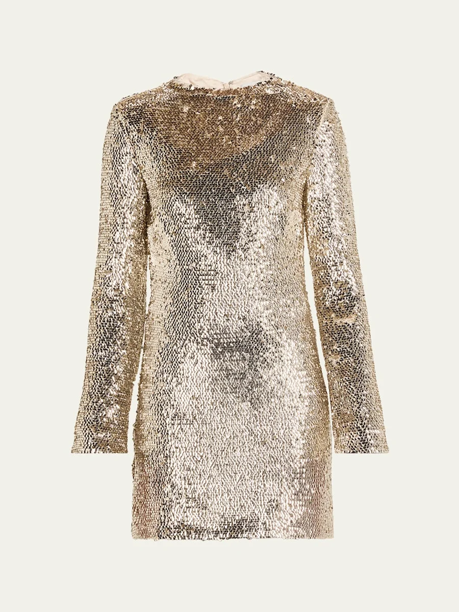 Opal Sequined Long-Sleeve Mini Dress - 1