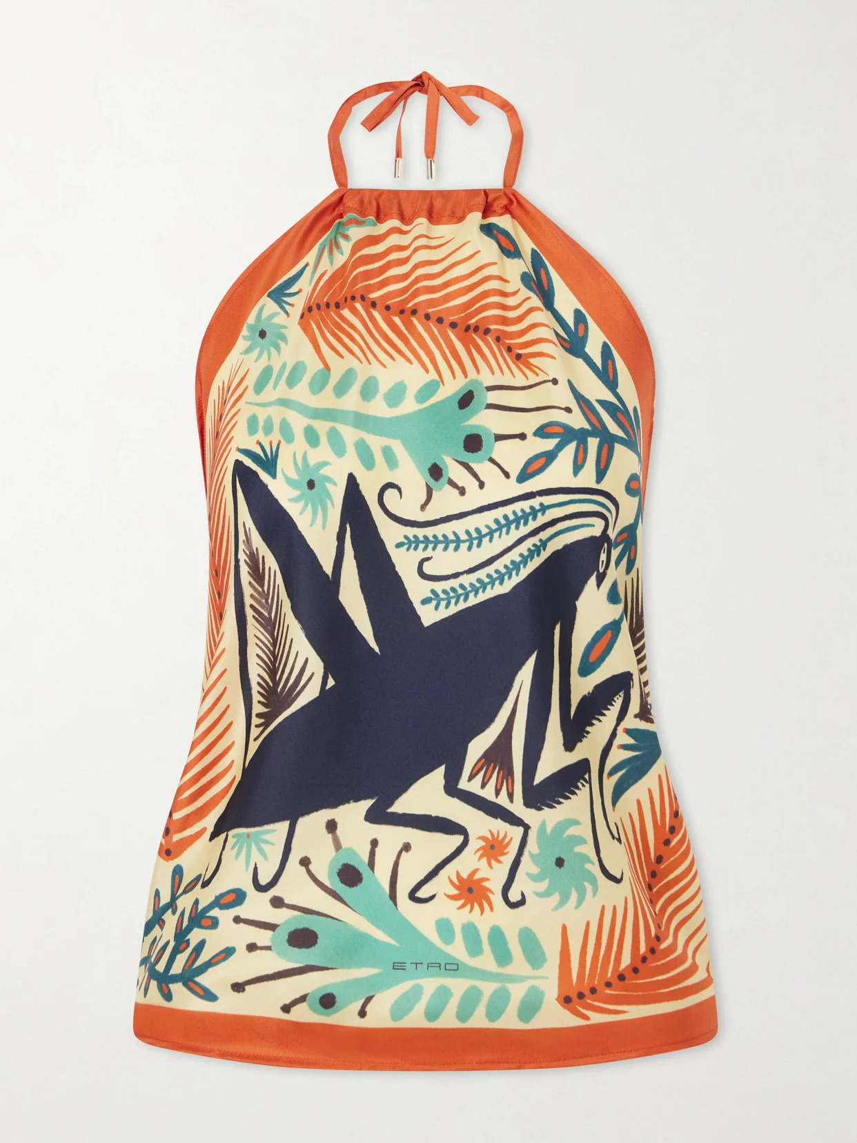 Triangle Floral-print Silk-twill Top - 1