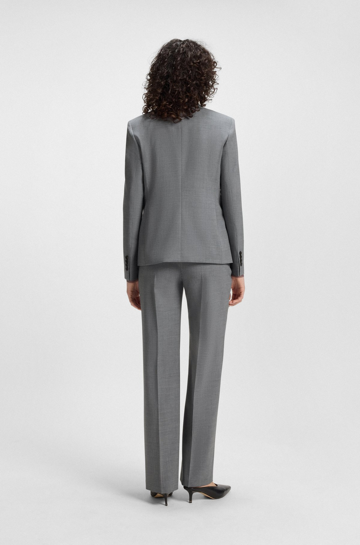 DOUBLE-BREASTED COAT IN A MELANGE WOOL - 4