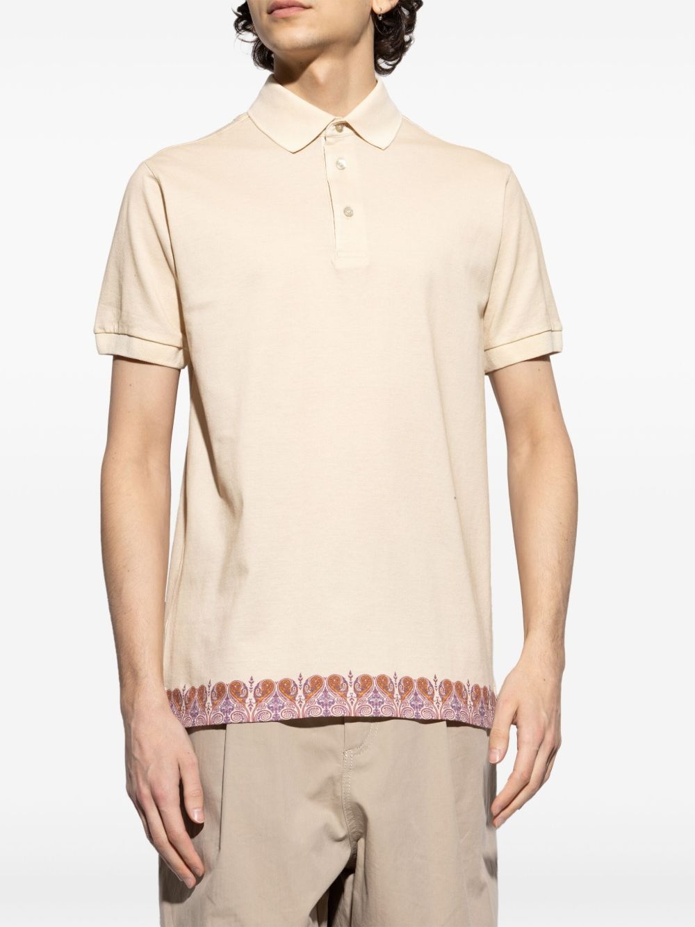 paisley-trim polo shirt - 3