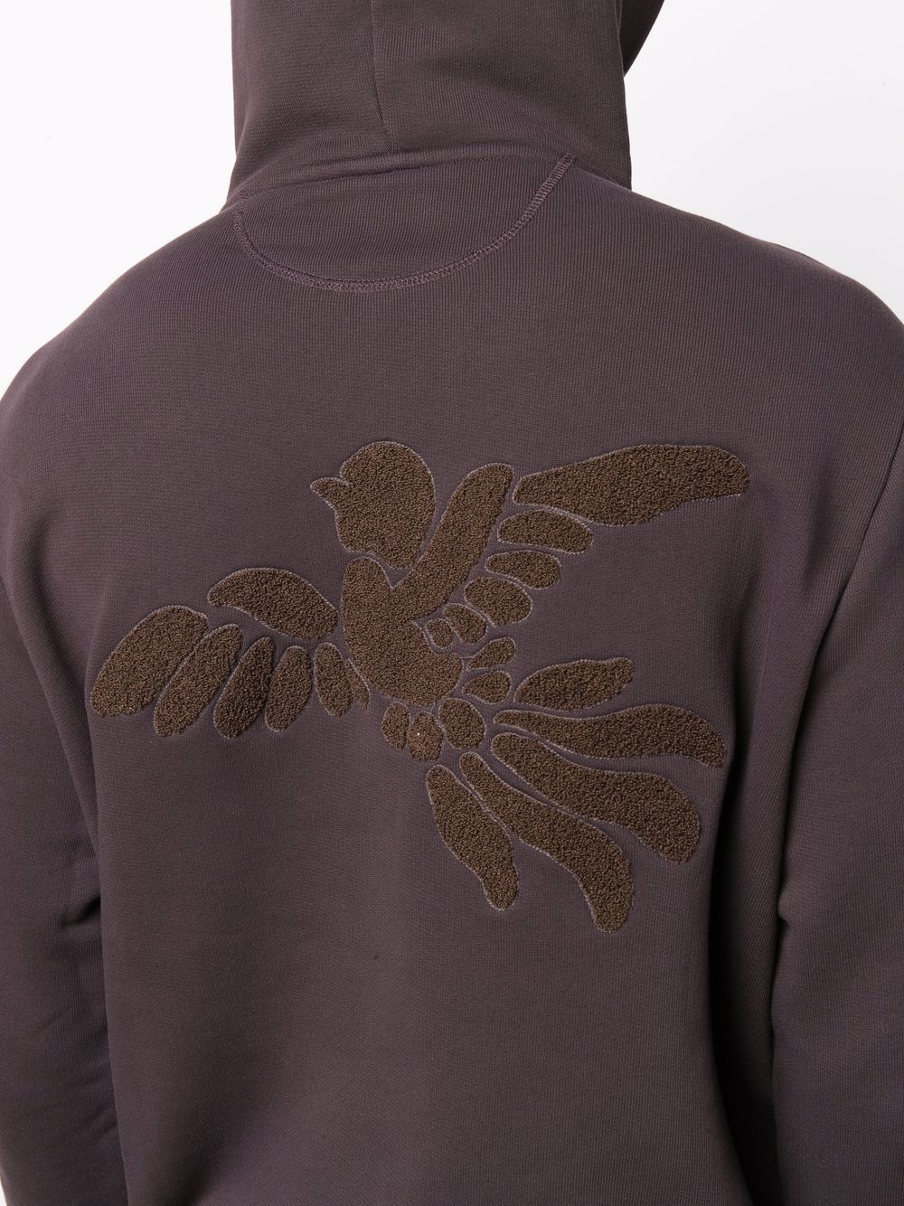 bird-embroidered cotton hoodie - 5