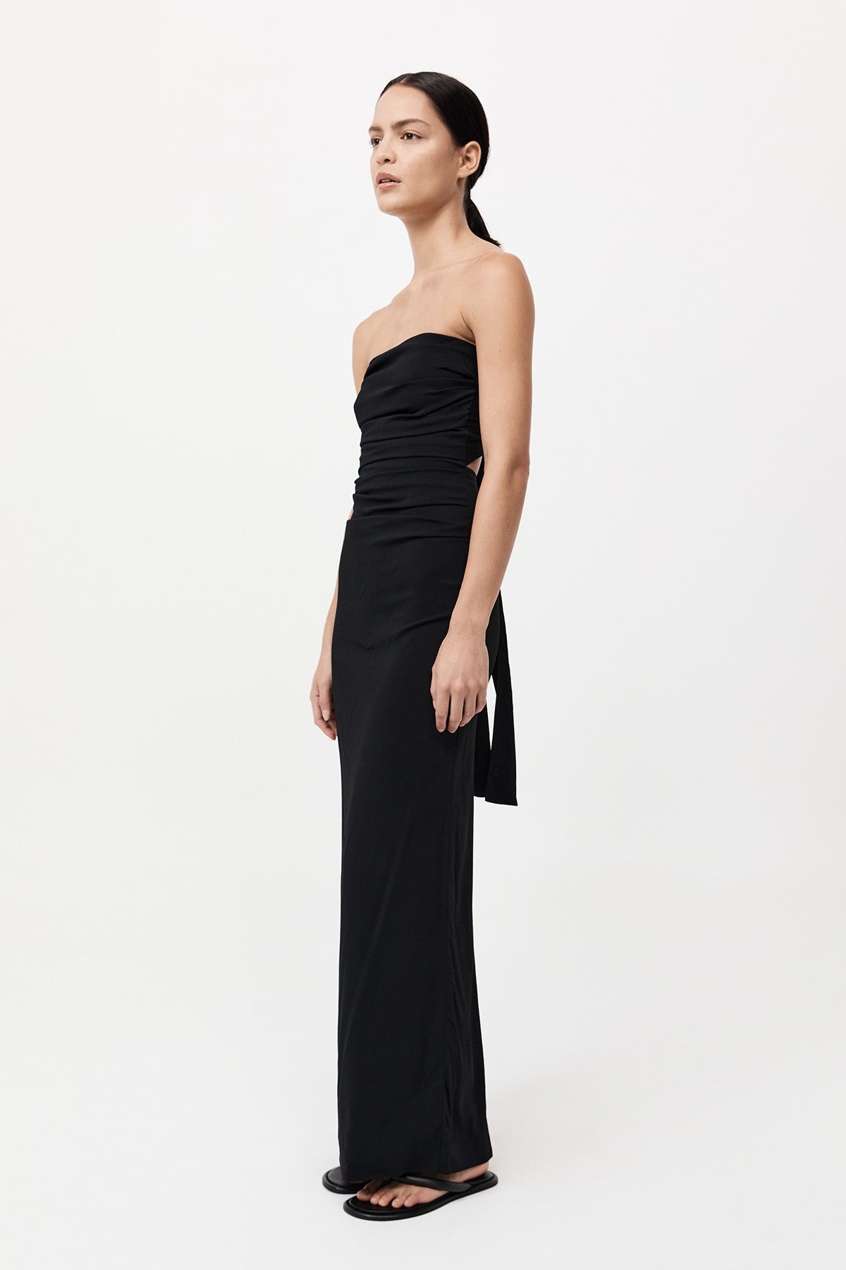 Strapless Tie Back Dress - Black - 3